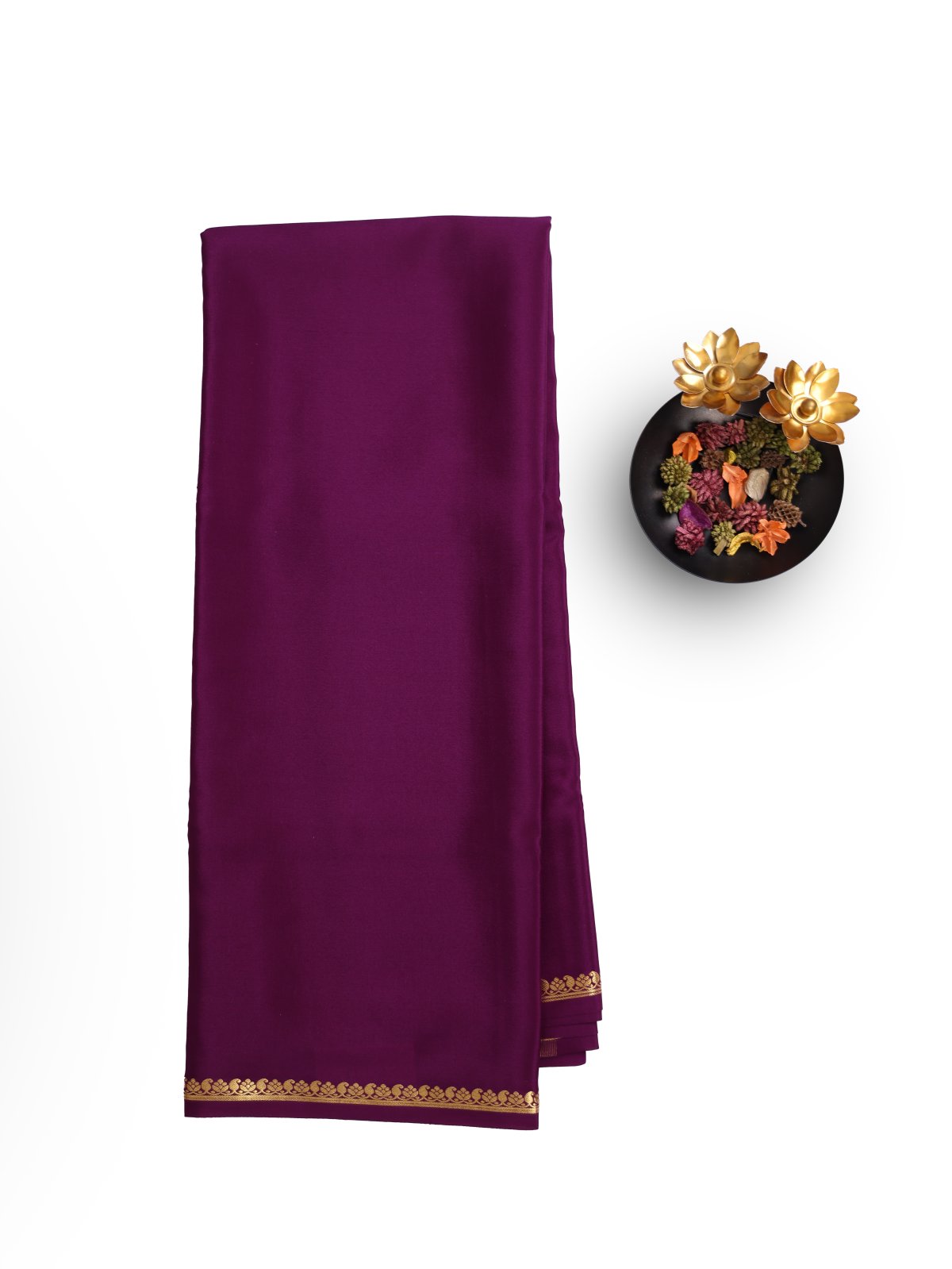 Dark Purple Mysore Silk Saree 