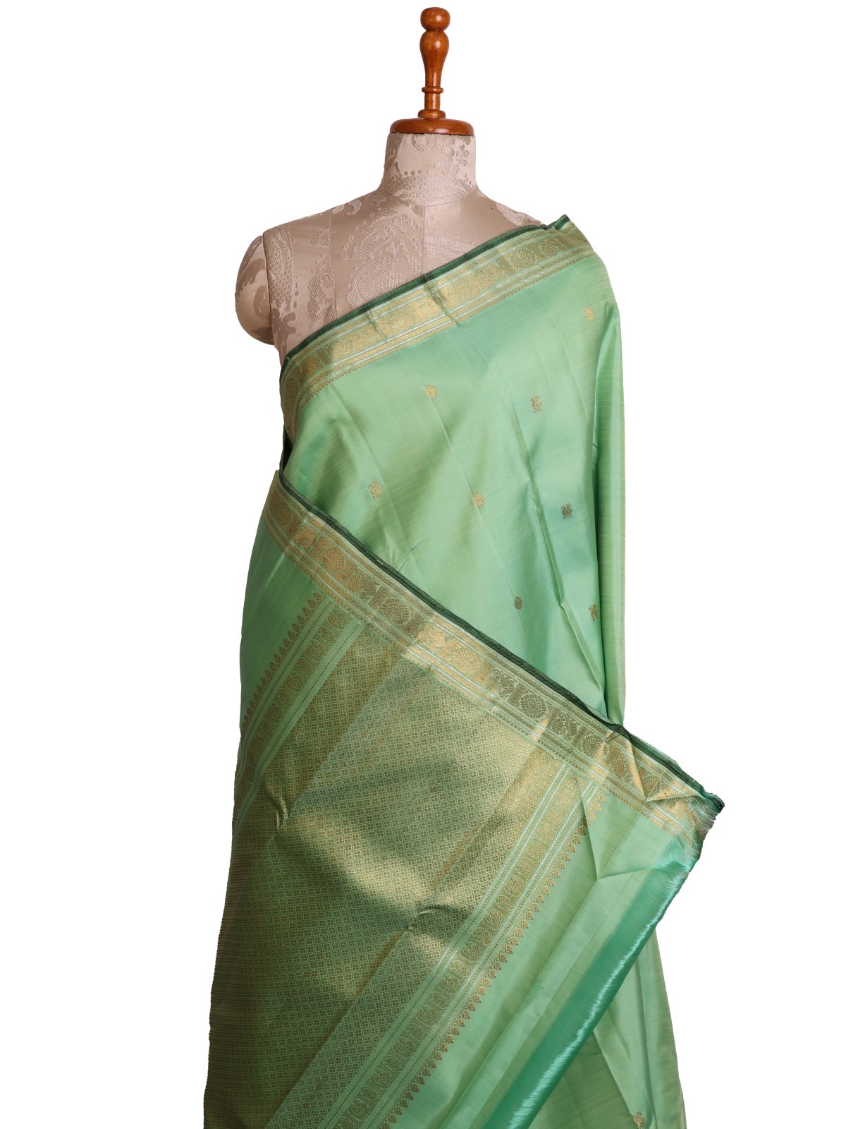 Rexona Green Kanjeevaram Silk Saree with Self Zari Border