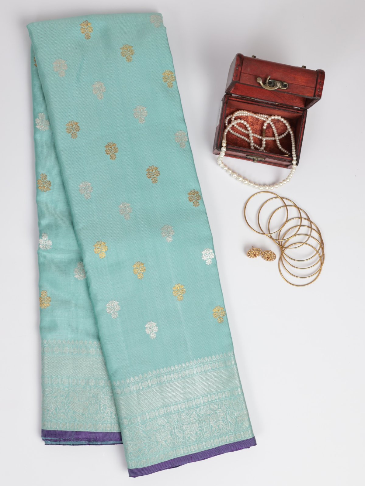 Sky Blue Kanjeevaram Twill Saree 