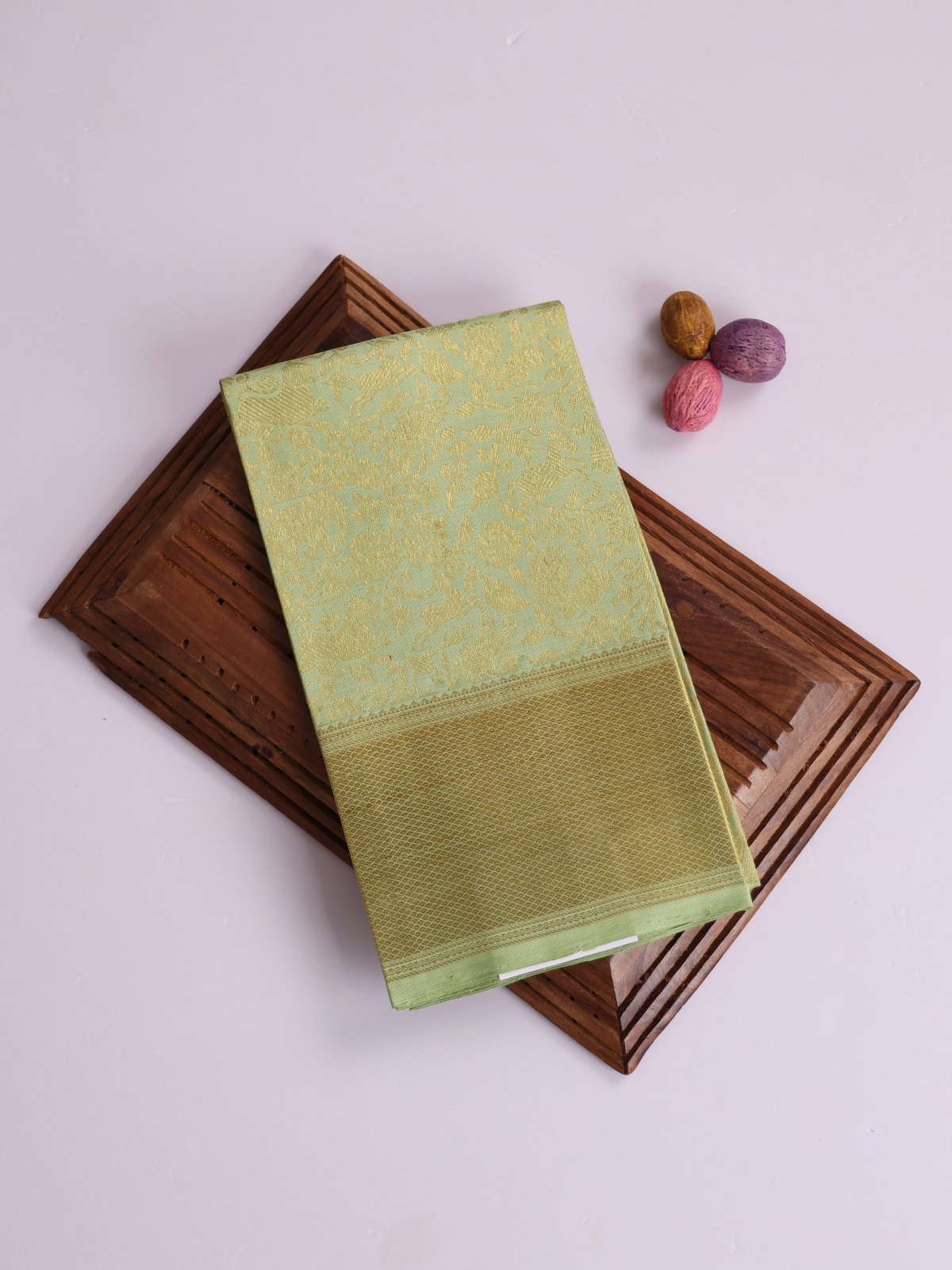 Pastel Green Kanjeevaram Silk Blouse With Zari Border
