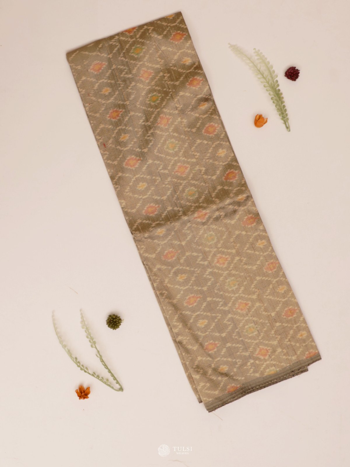 Beige Ikat Raw Silk Blouse