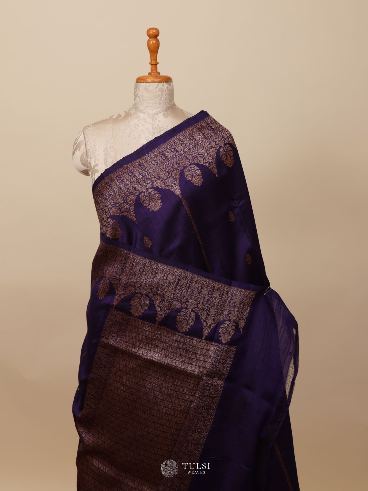 Violet Banaras Tussar Silk Saree