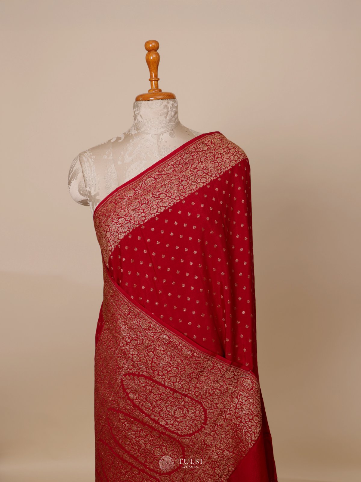 Maroon Woven Crepe Banaras 