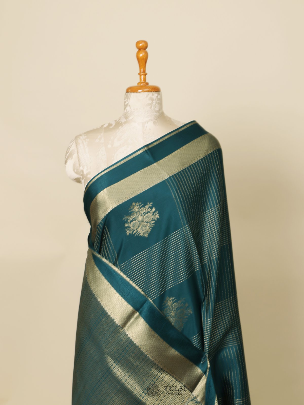 Peacock Green Mysore Silk Saree