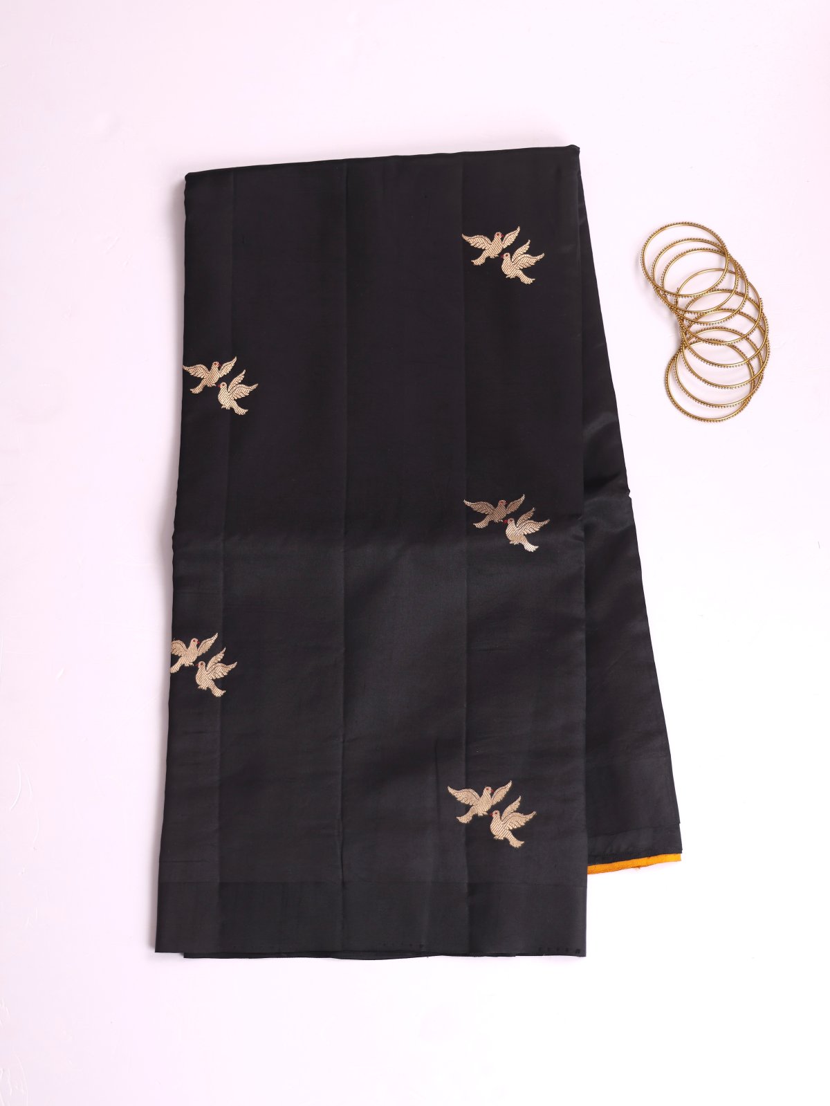 Black Mashru Silk Saree With Satin Border