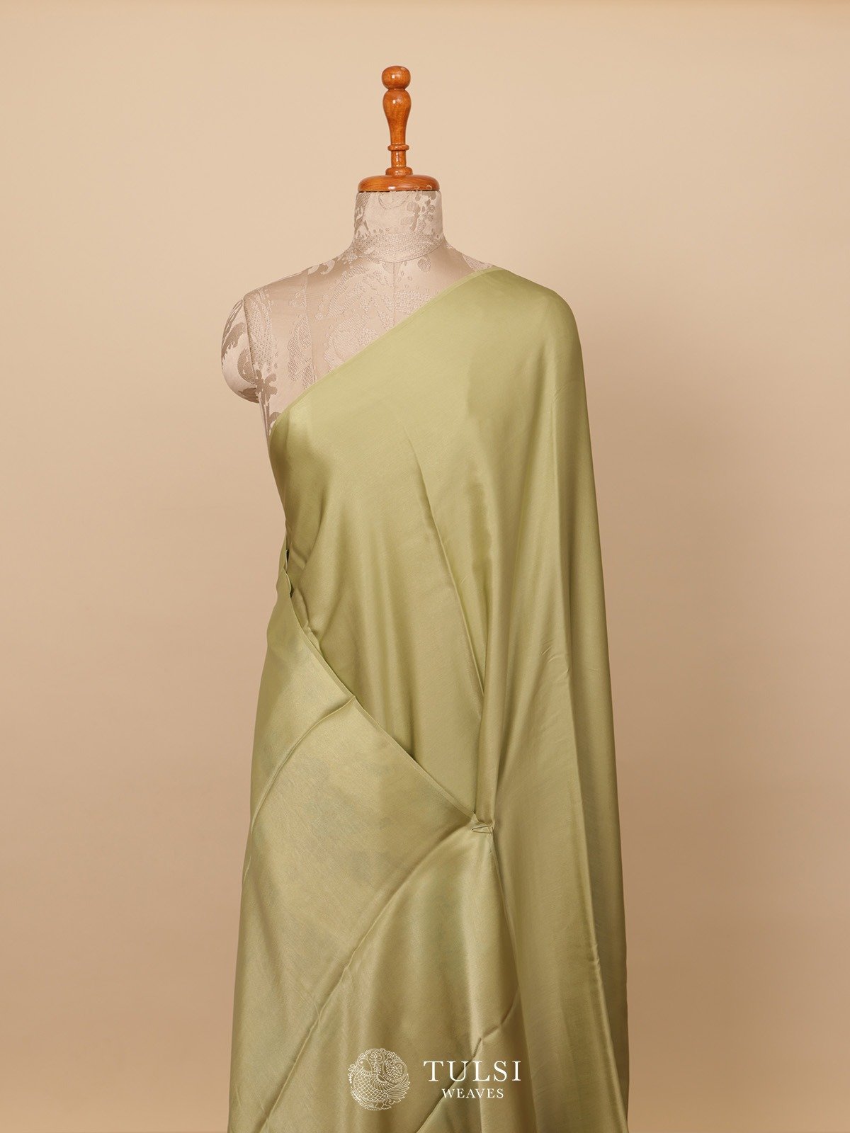 Pista Green Satin Silk Saree With Printed Blouse