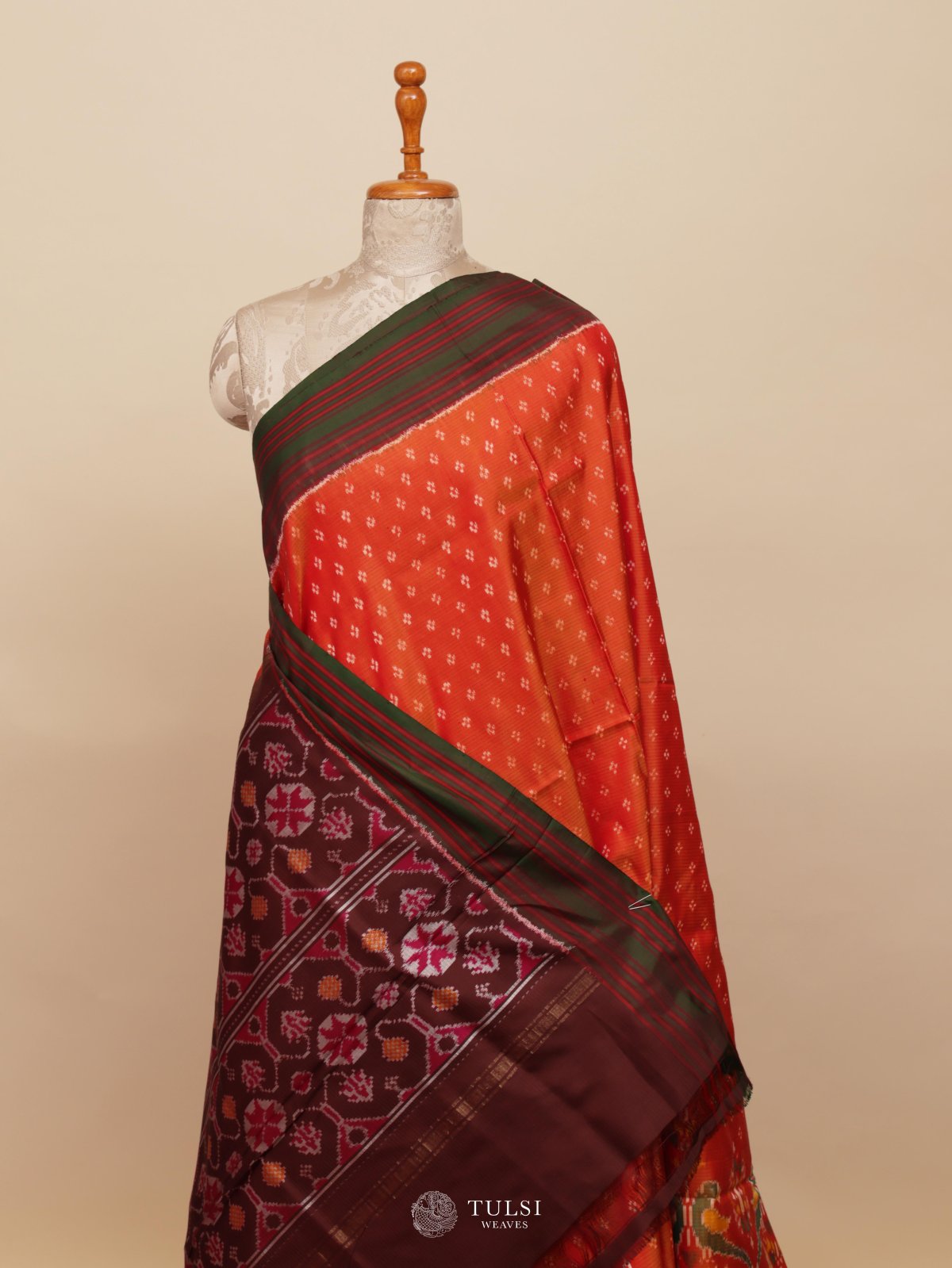 Rust Orange Patola Silk Saree
