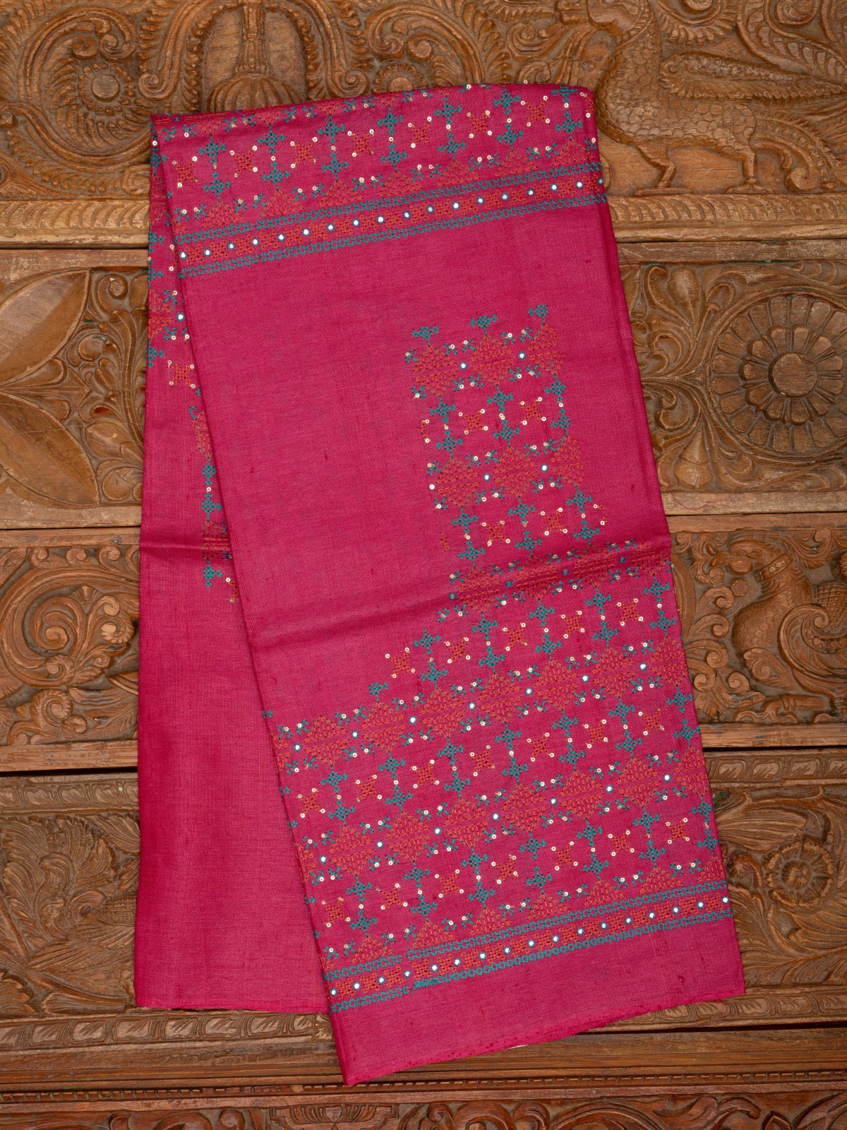 Pink Tussar Silk Embroidered Blouse