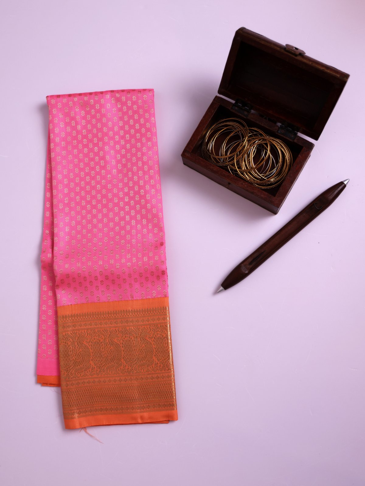 Pink Kanjeevaram Silk Pavadai