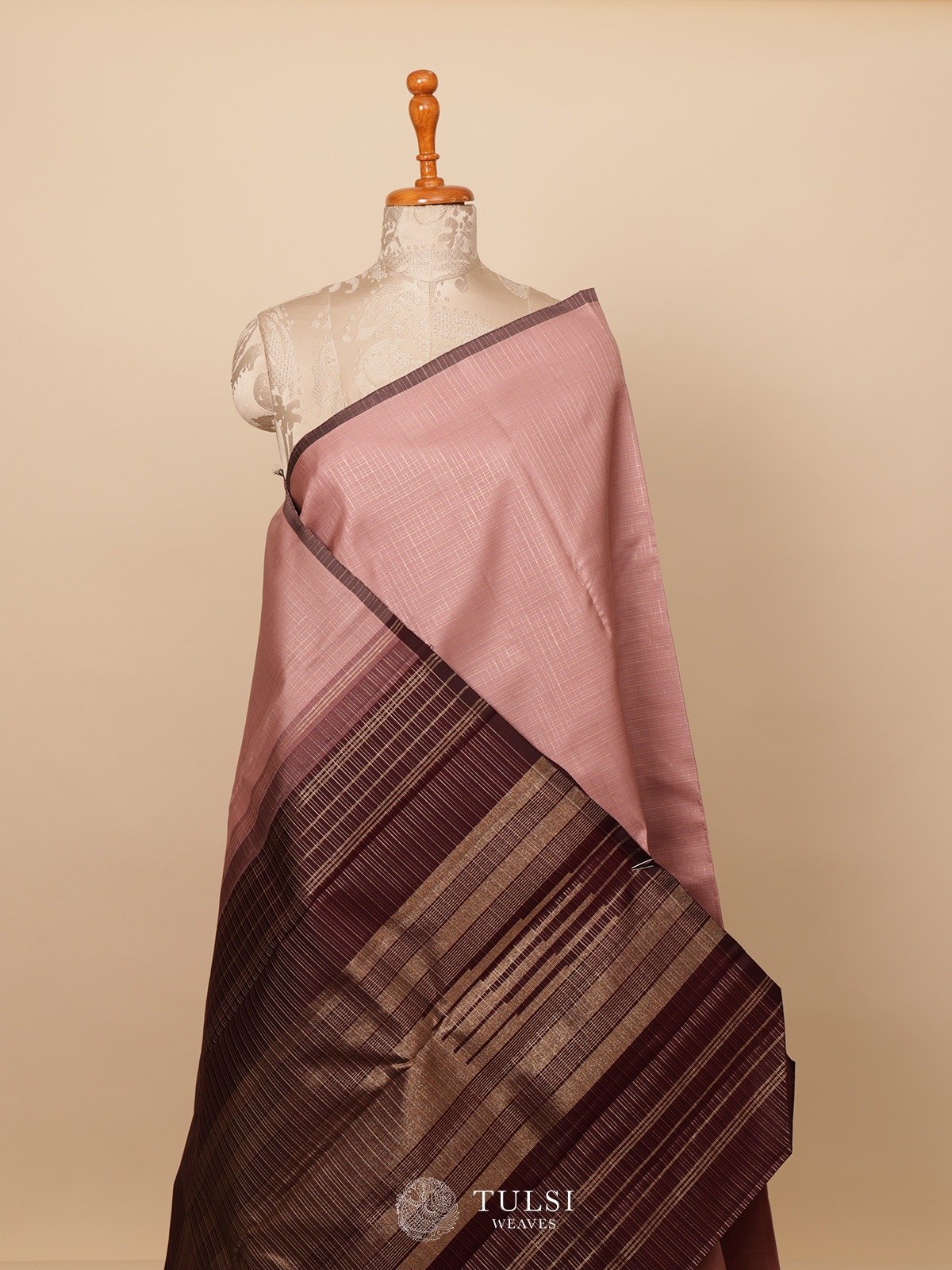 Dusty Pink Kanjeevaram Silk Saree