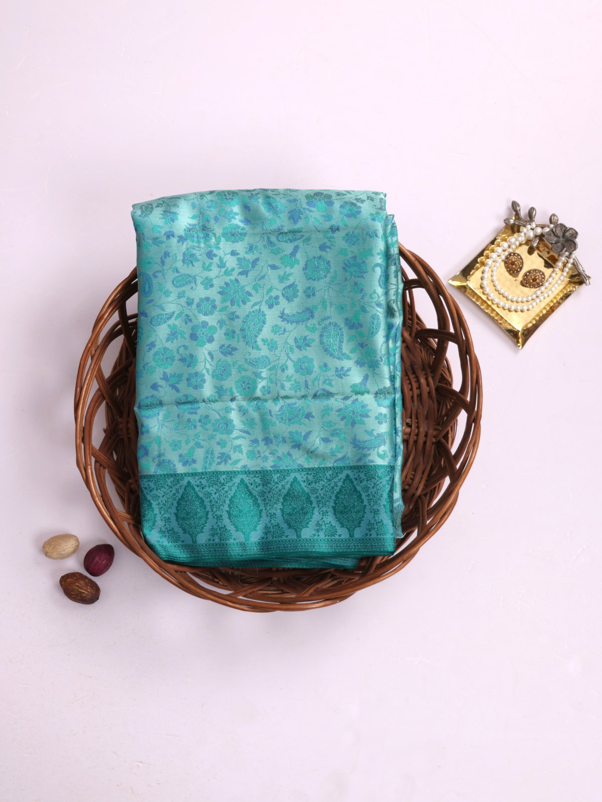 Greenish Blue Tanchoi Silk Saree