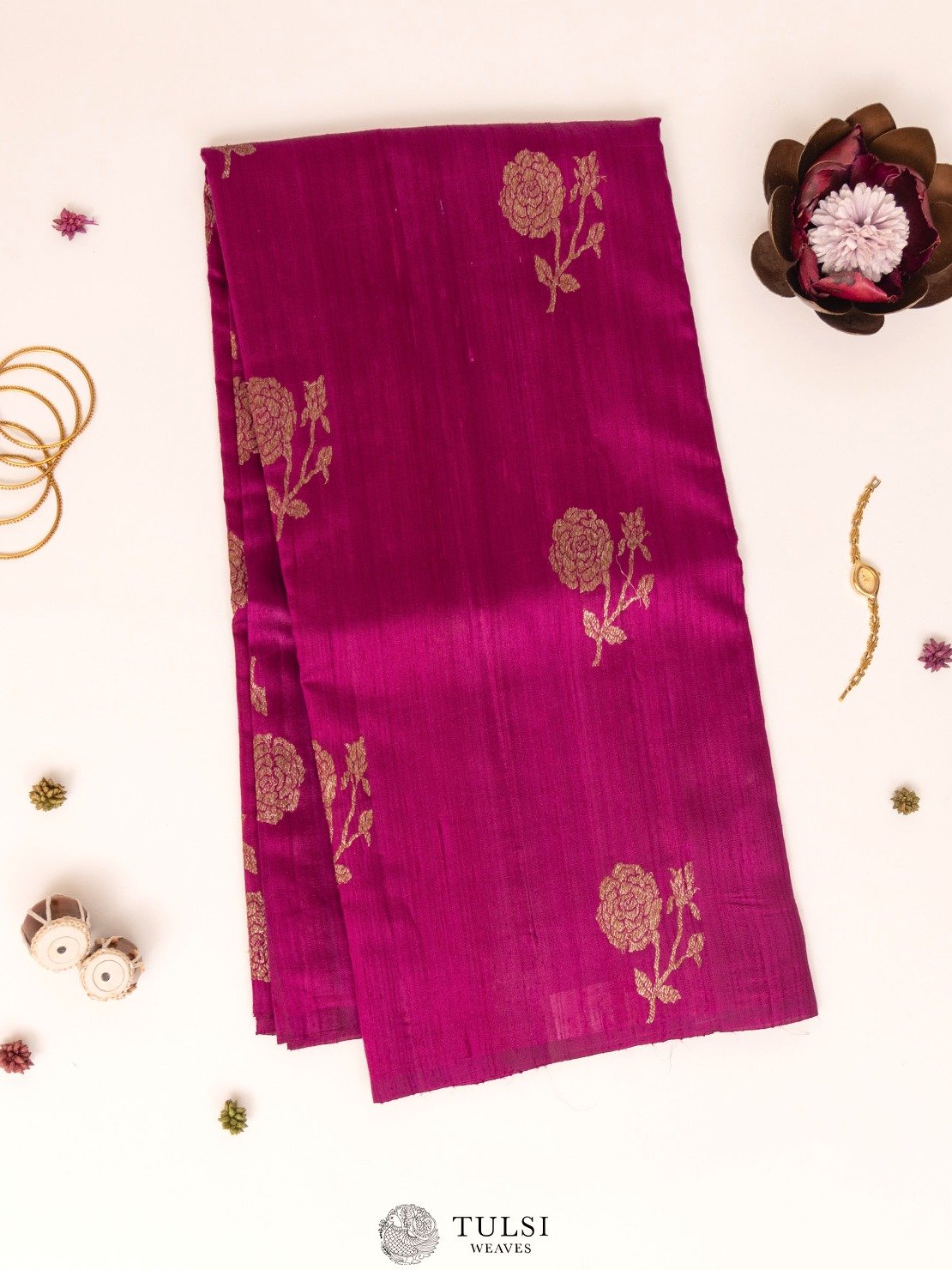 Pink Banaras Tussar Silk Saree