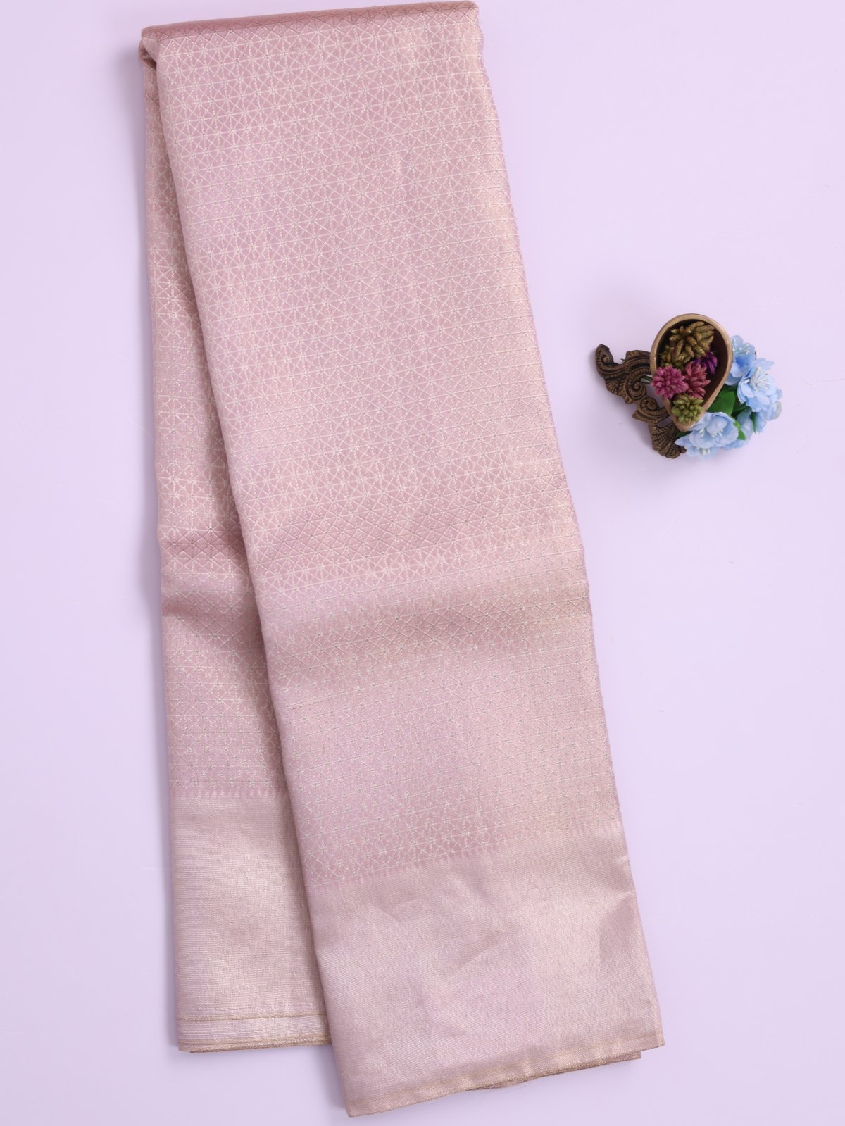 Baby Pink Tissue Brocade Kanjeevaram Silk Saree