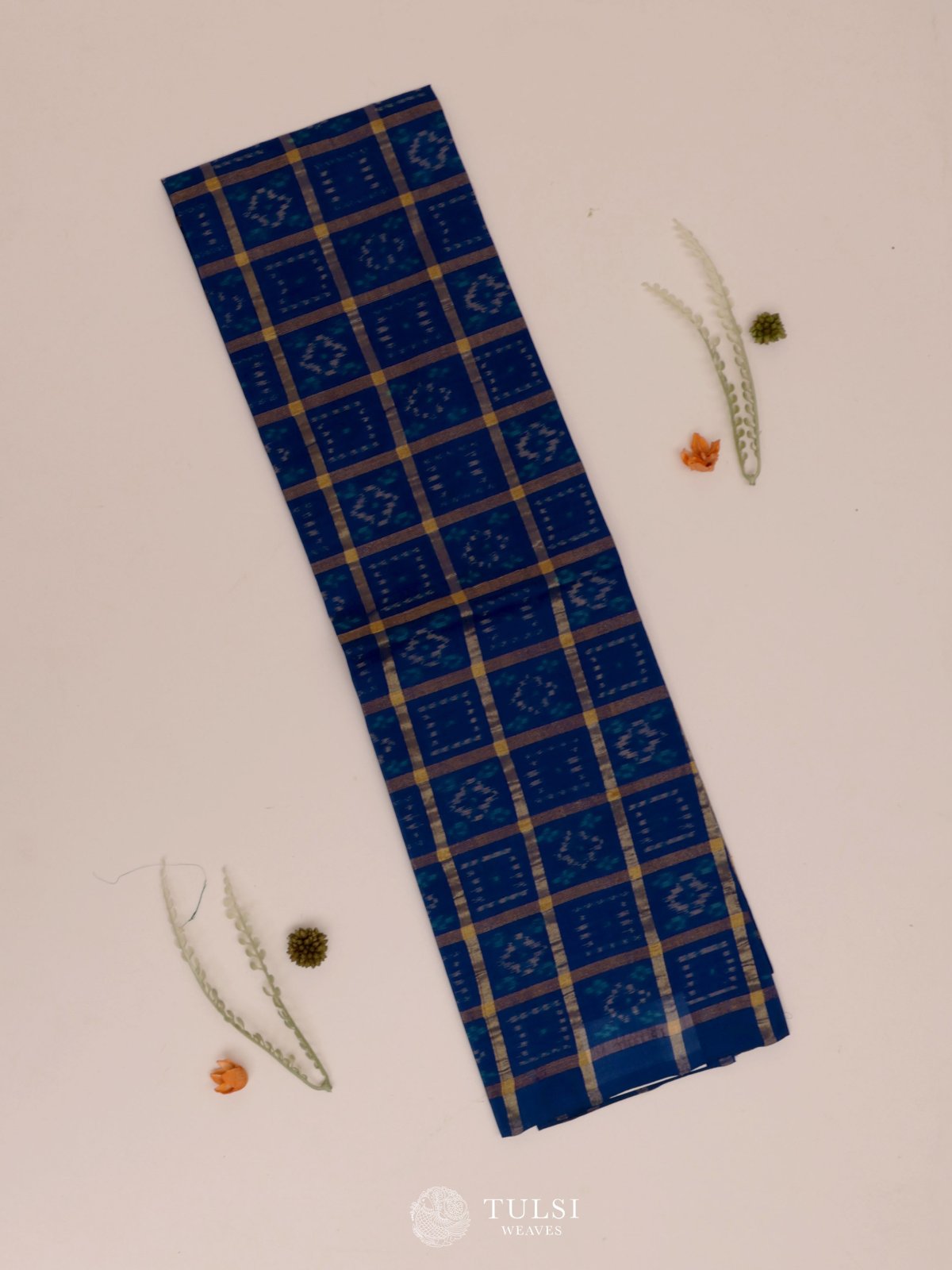 Dark Blue Ikat Silk Blouse