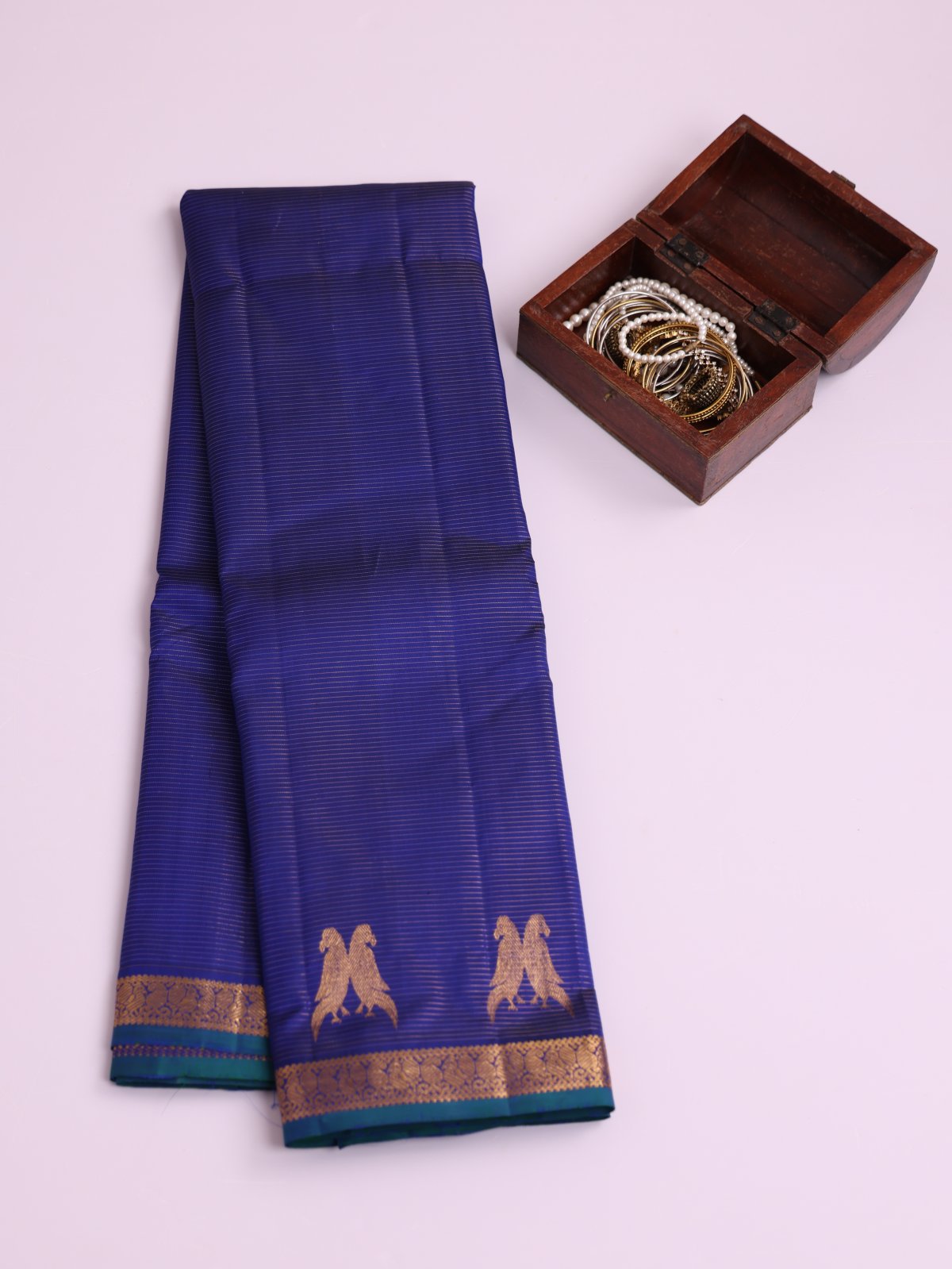 Royal Blue Vaira Oosi Kanjeevaram Silk Saree