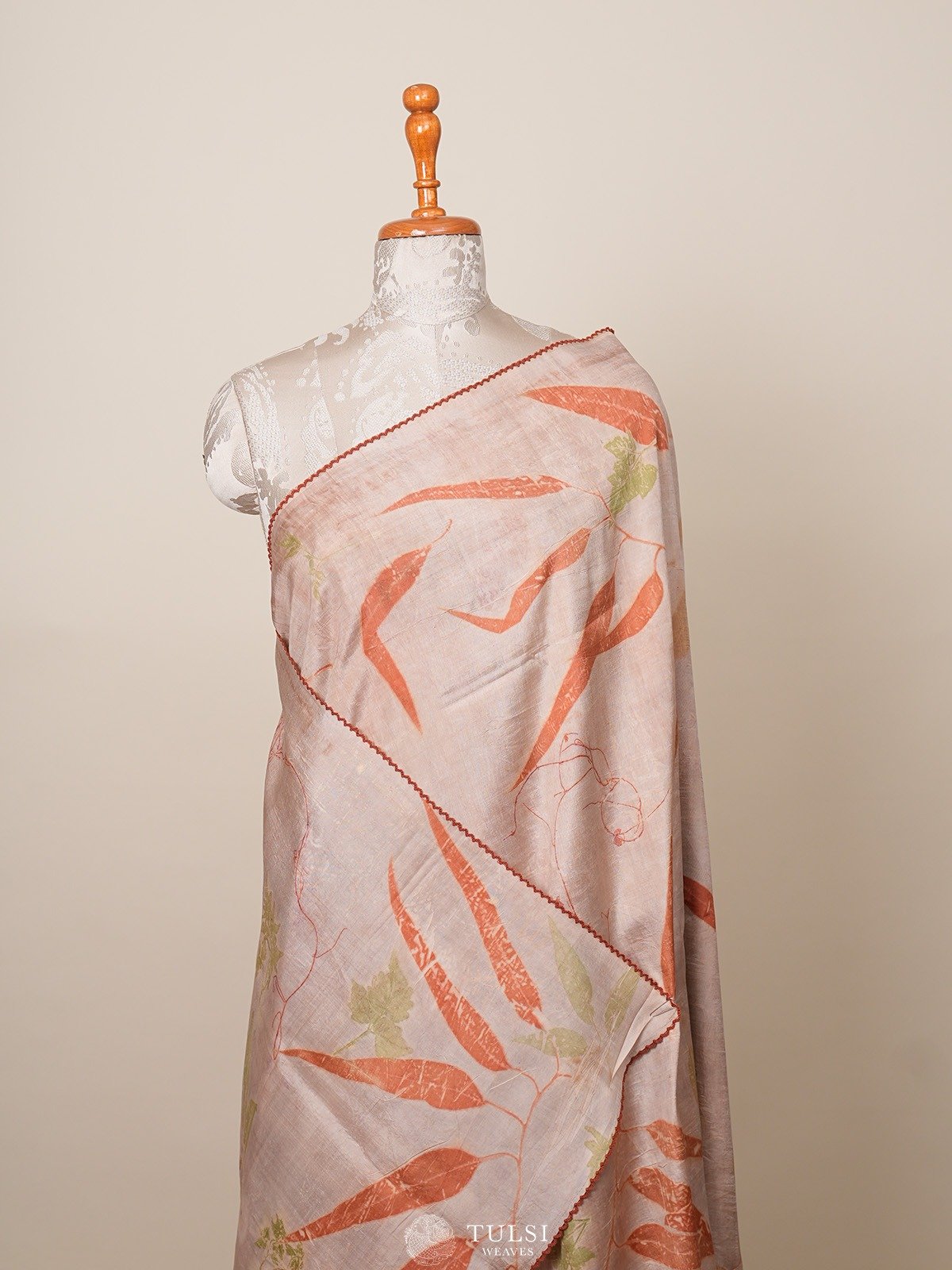 Light Mauve Eco Print Silk Saree