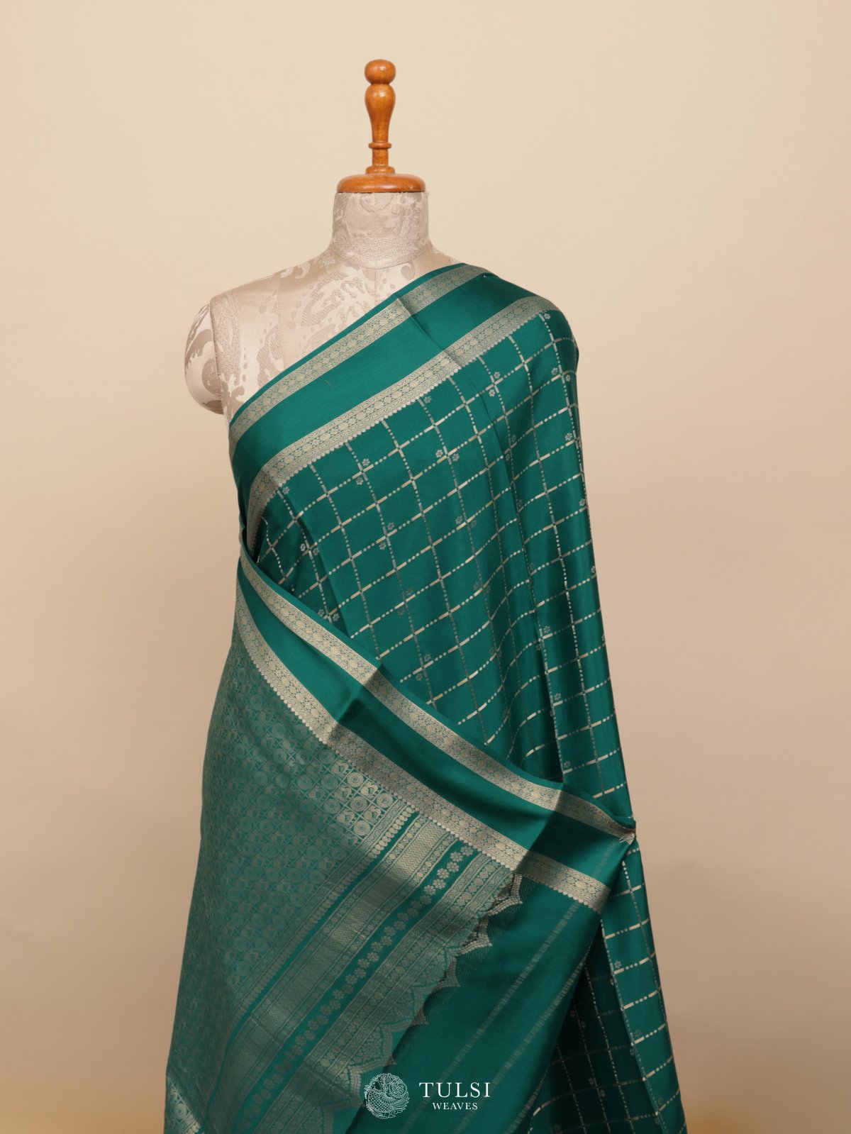 Teal Blue Mysore Silk Saree