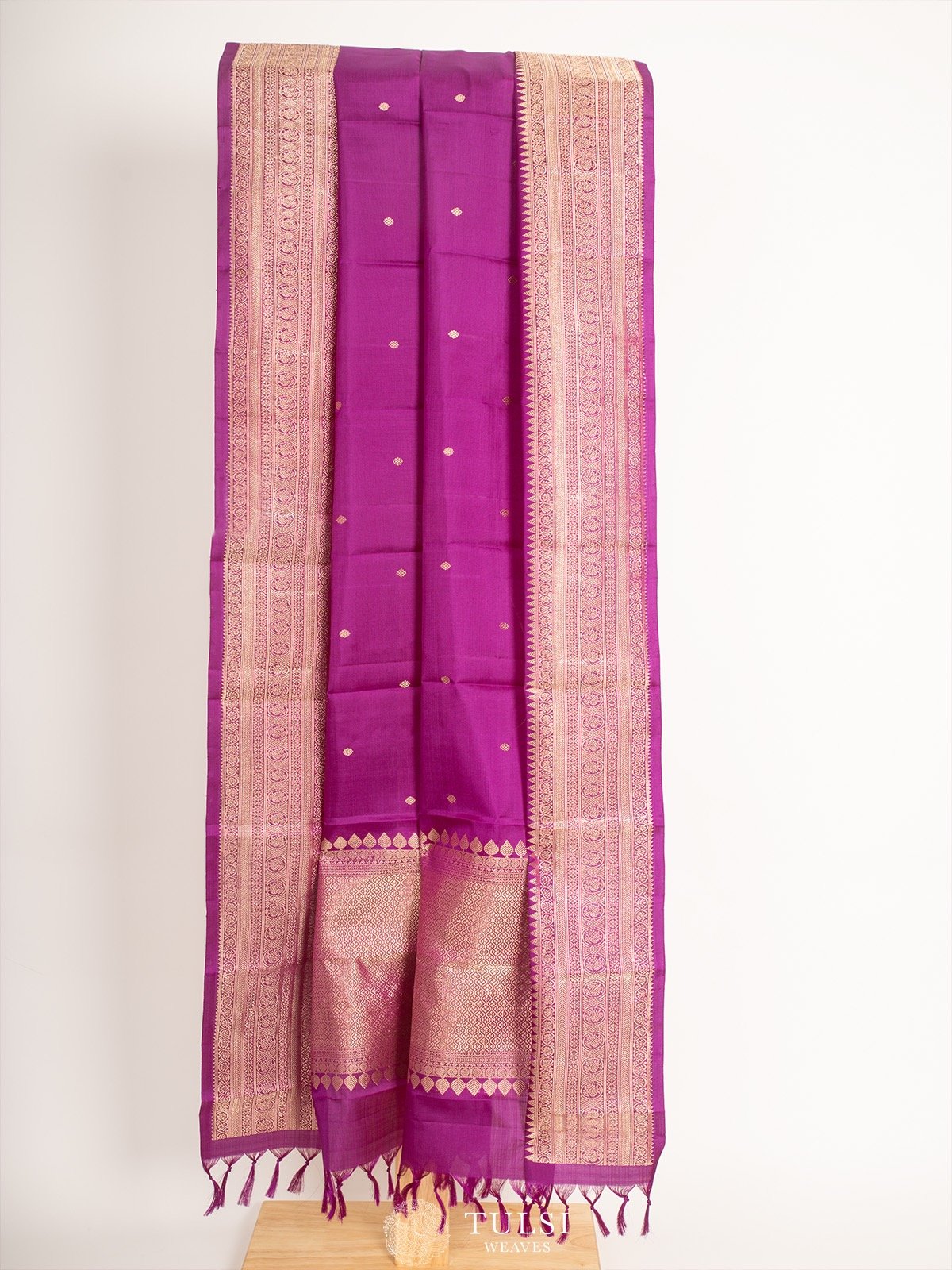 Purple Kanchipuram Silk Dupatta with Banarasi border