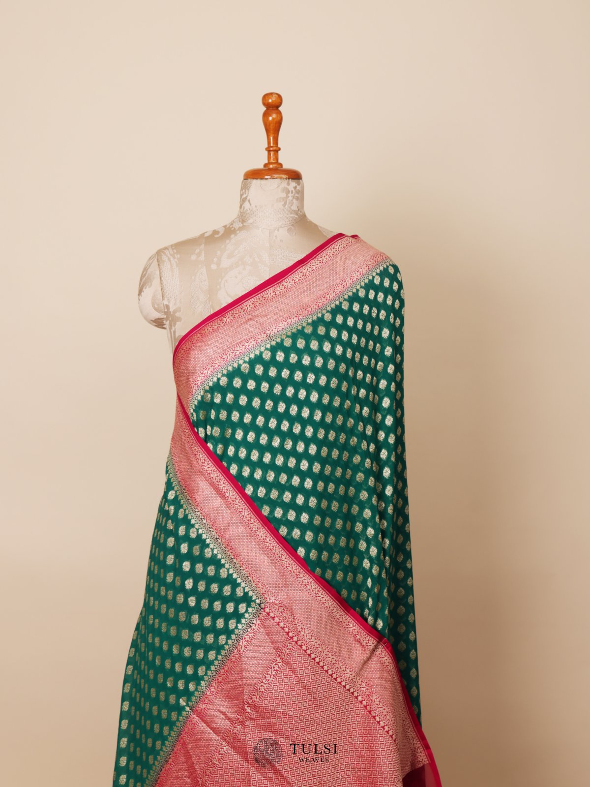 Green Banaras Georgette Silk Saree