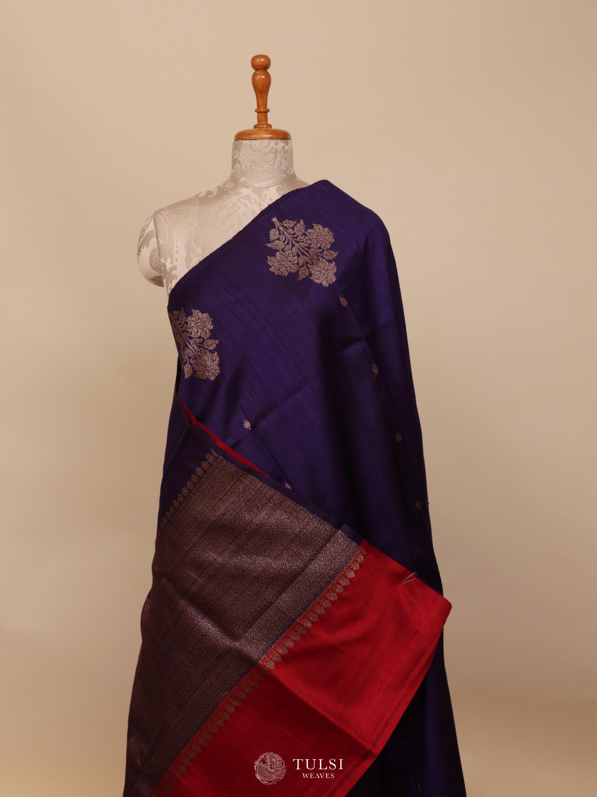 Deep Violet Banaras Tussar Silk Saree