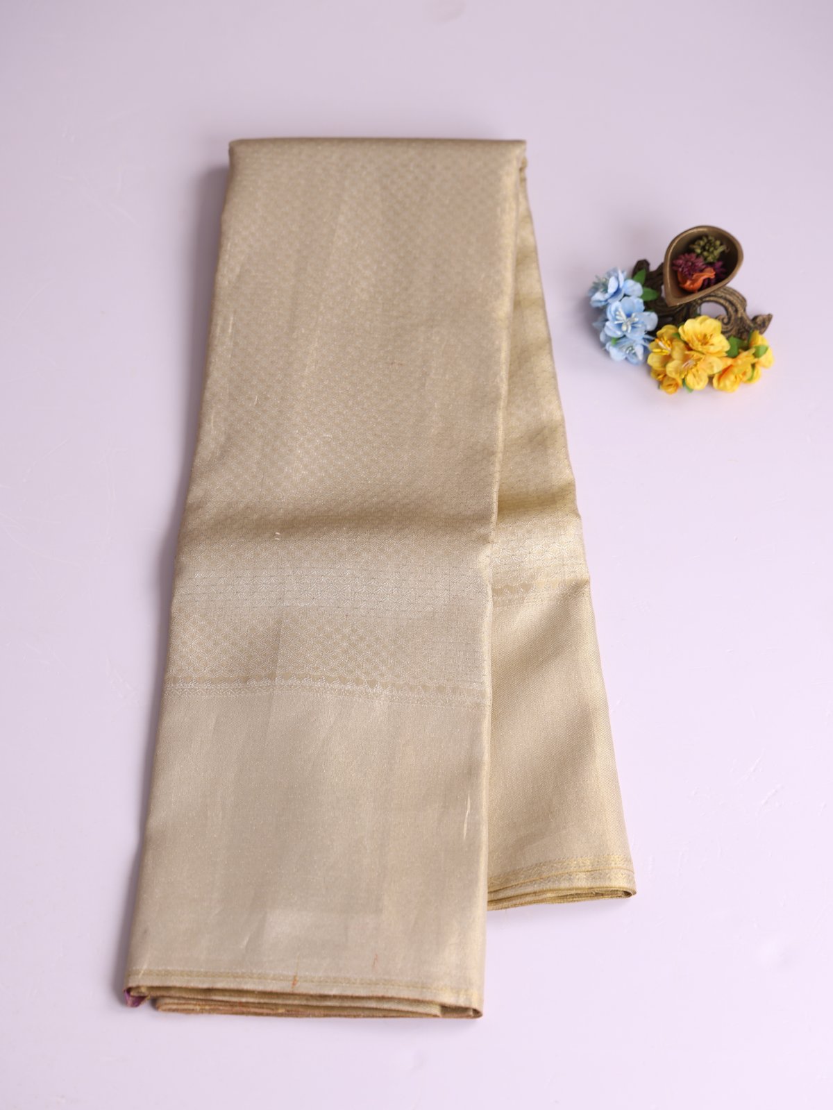 Beige Tissue Brocade Kanjeevaram Silk Saree