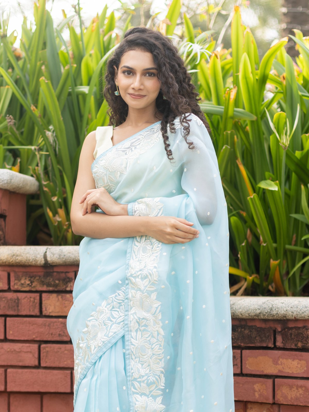 Blue Organza Saree main image 0