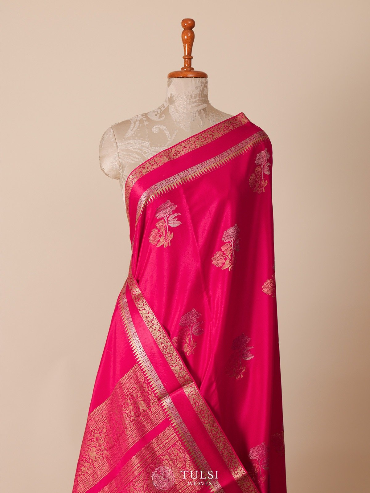 Reddish Pink Mysore silk saree