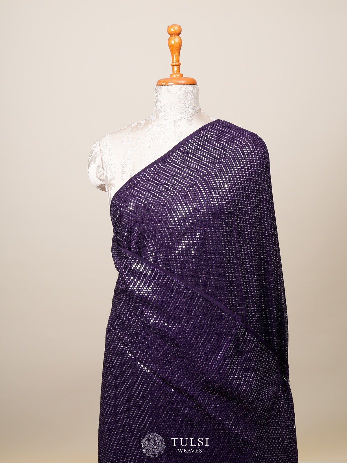 Violet Georgette Saree with Sequins Design