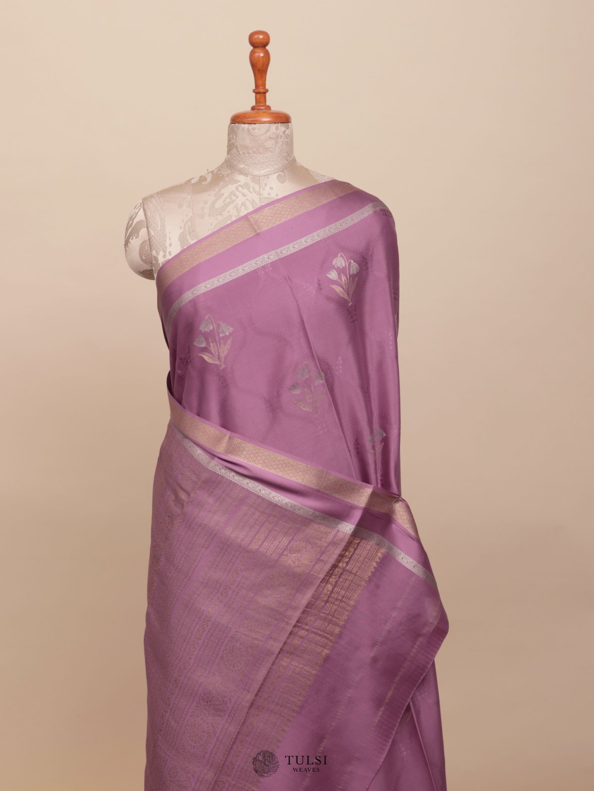 Light Lavender Mysore Silk Saree