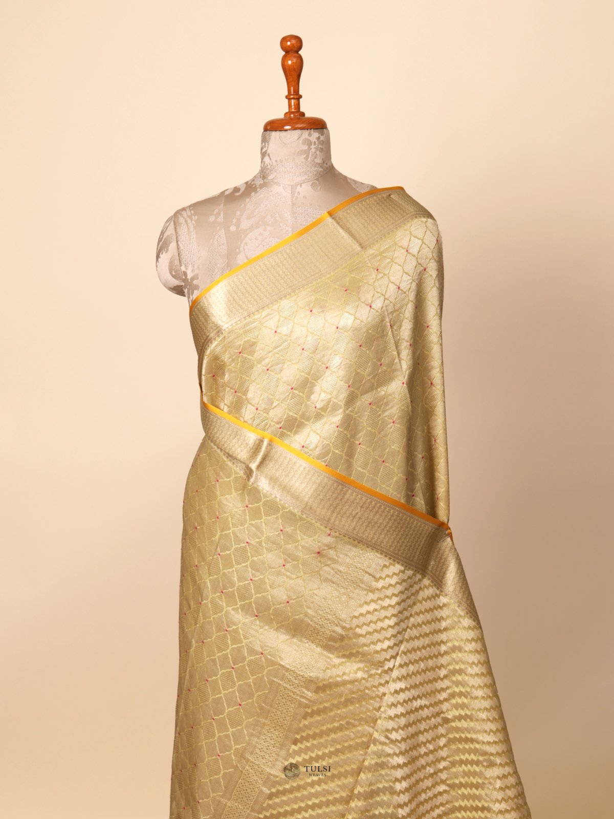 Yellow Banaras Crepe Silk Saree