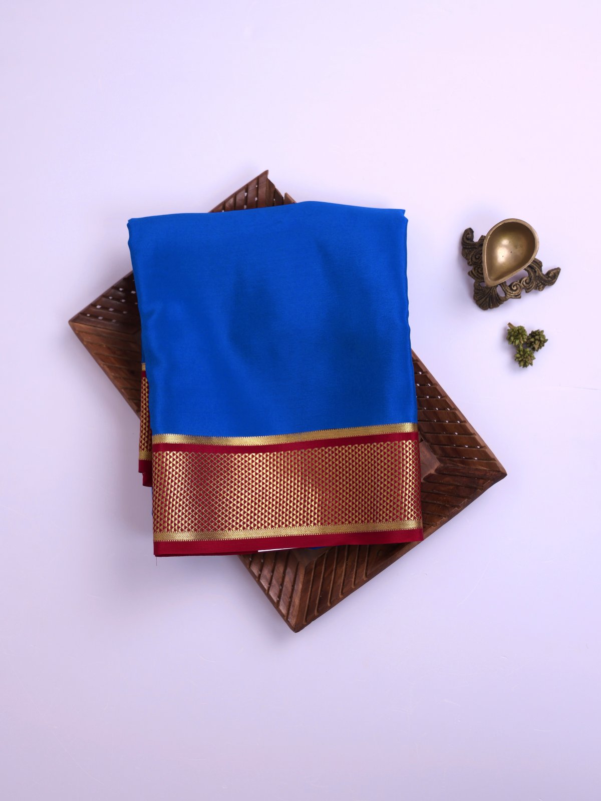 Royal Blue Mysore Silk Saree with Araku Zari Border