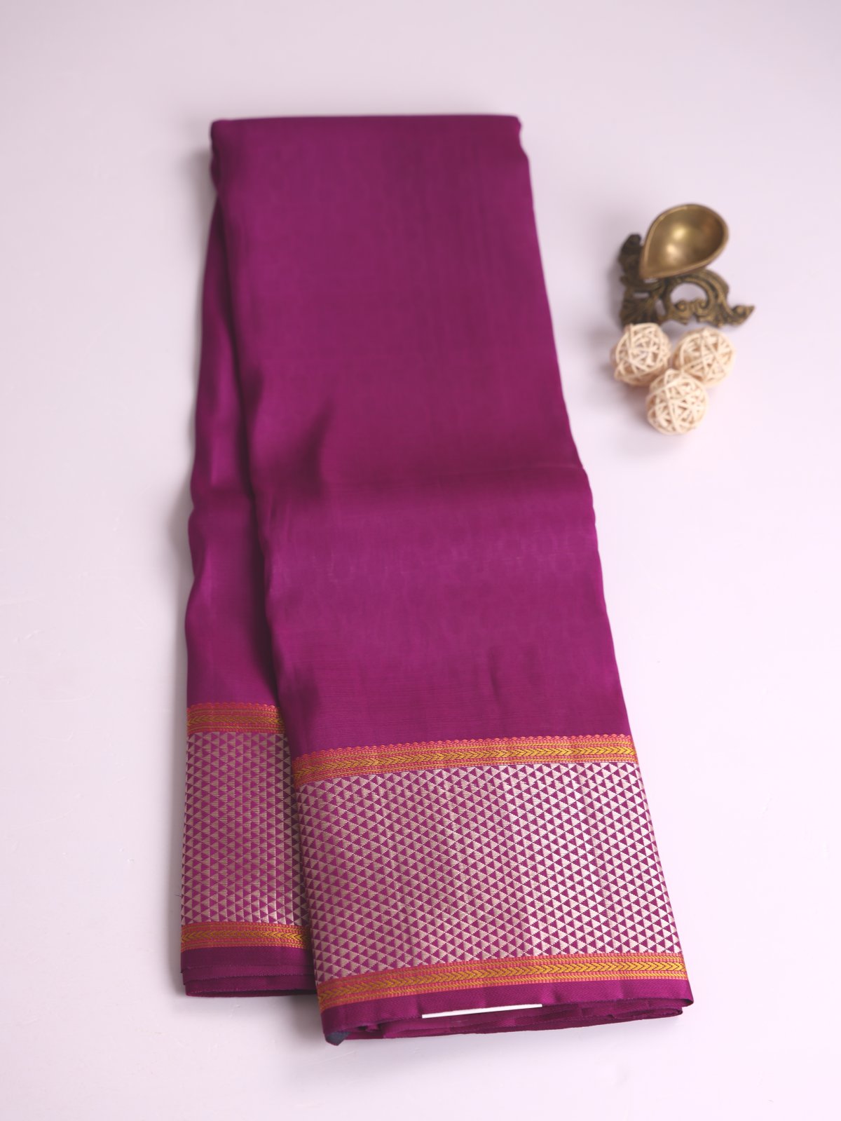 Purple Kanjeevaram Organza Saree With Pattu Pettu Border