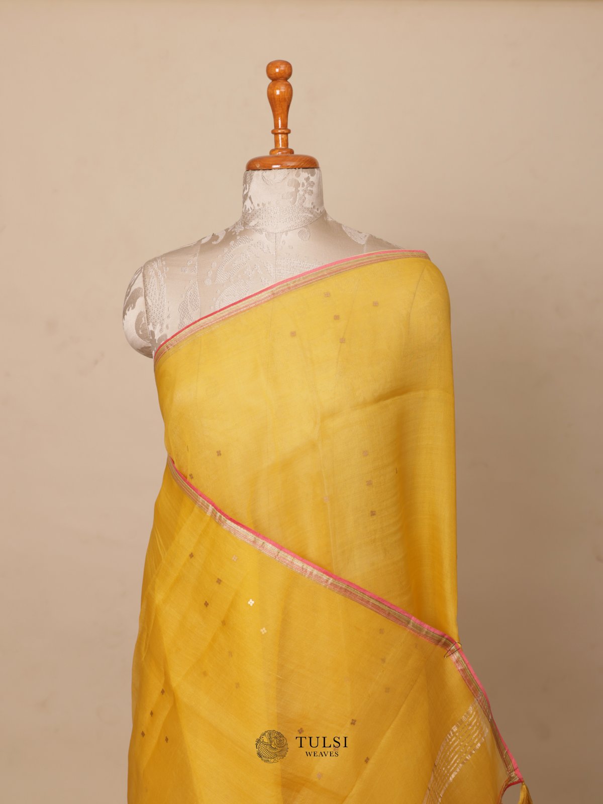 Yellow Organza Saree with a Kalamkari Blouse