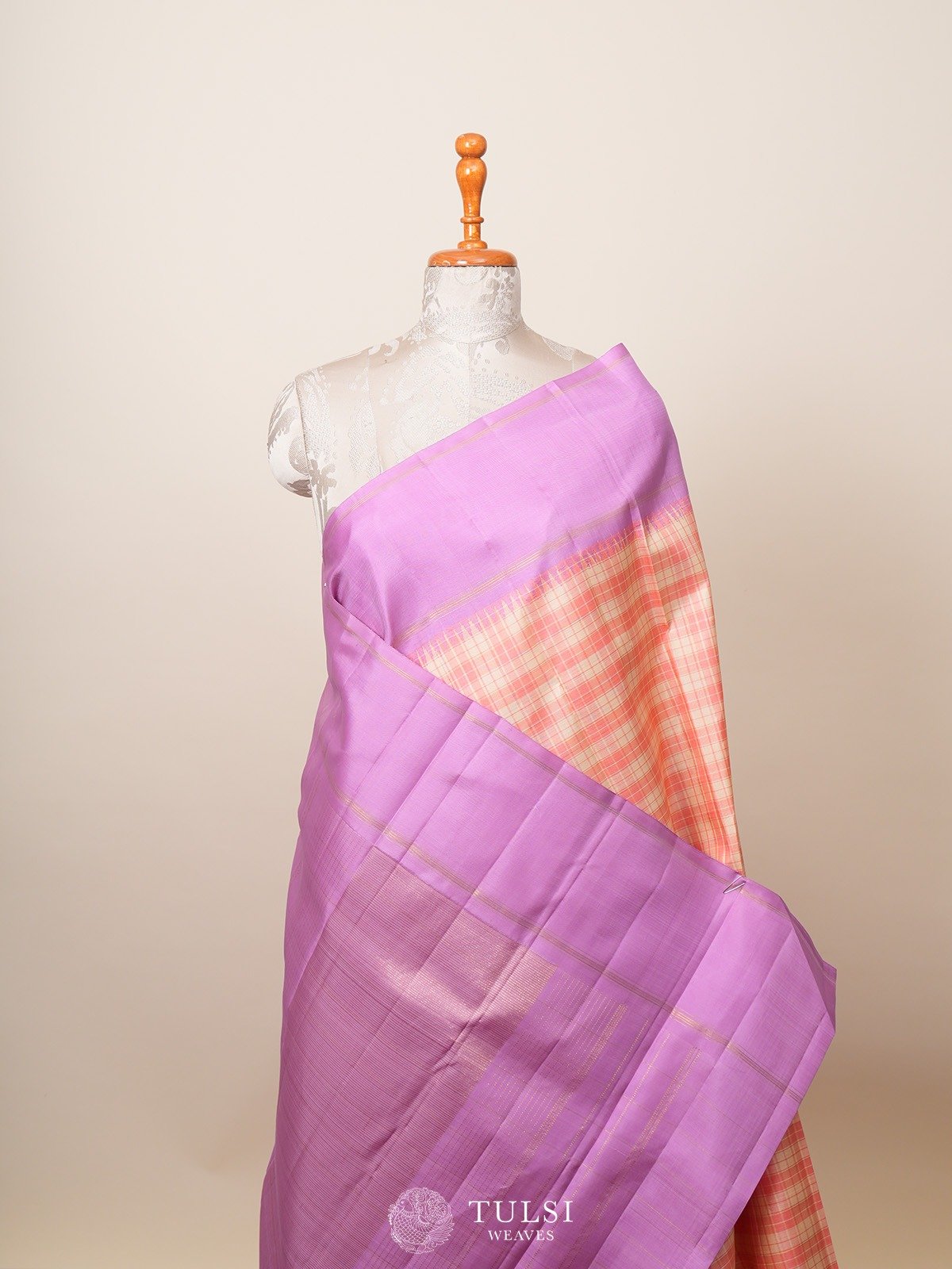 Multicolour Checked Kanjeevaram Silk Saree