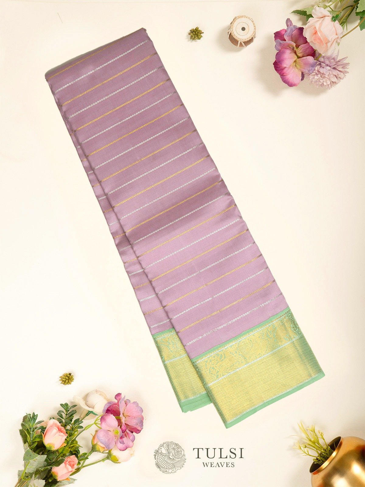 Light Lavender Kanjeevaram Silk Saree