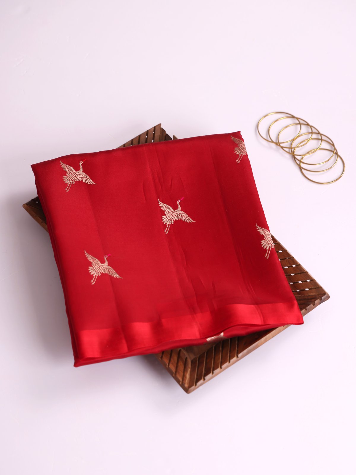 Red Mashru Silk Saree With Satin Border