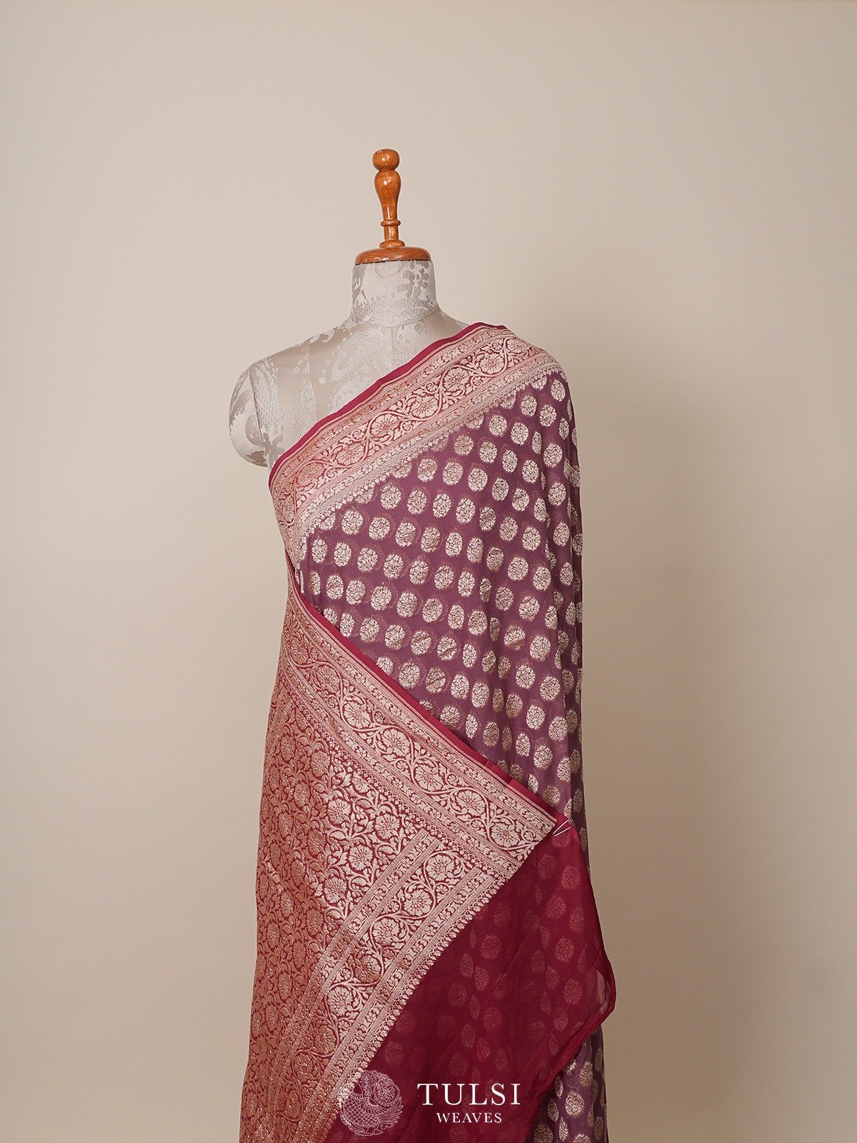 Lilac Banaras Georgette Silk Saree