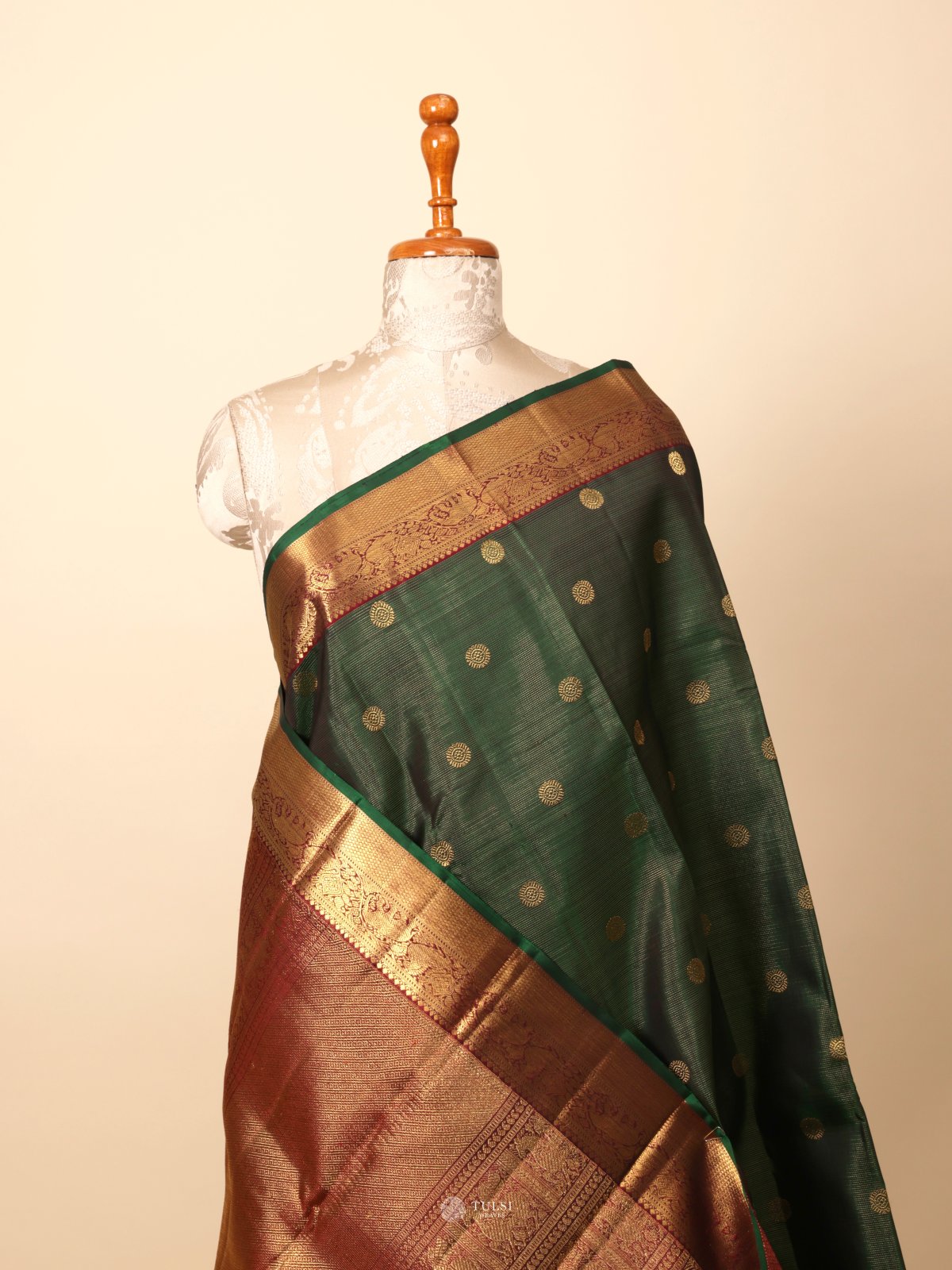 Dark Green Kanjeevaram Silk Saree