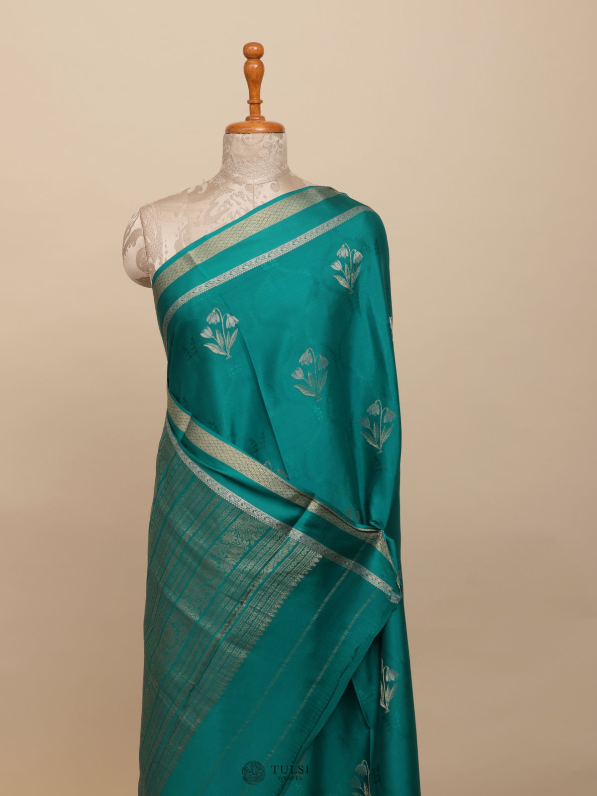 Sea Green Mysore Silk Saree
