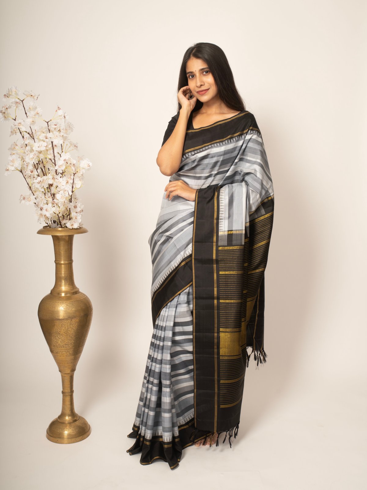 Striped Kanjeevaram Silk Saree