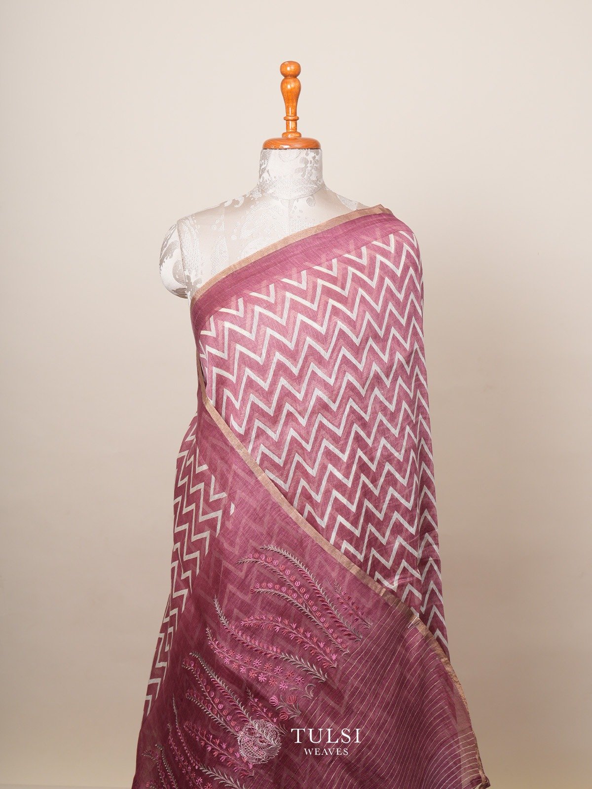 Dusty Rose Linen Silk Saree