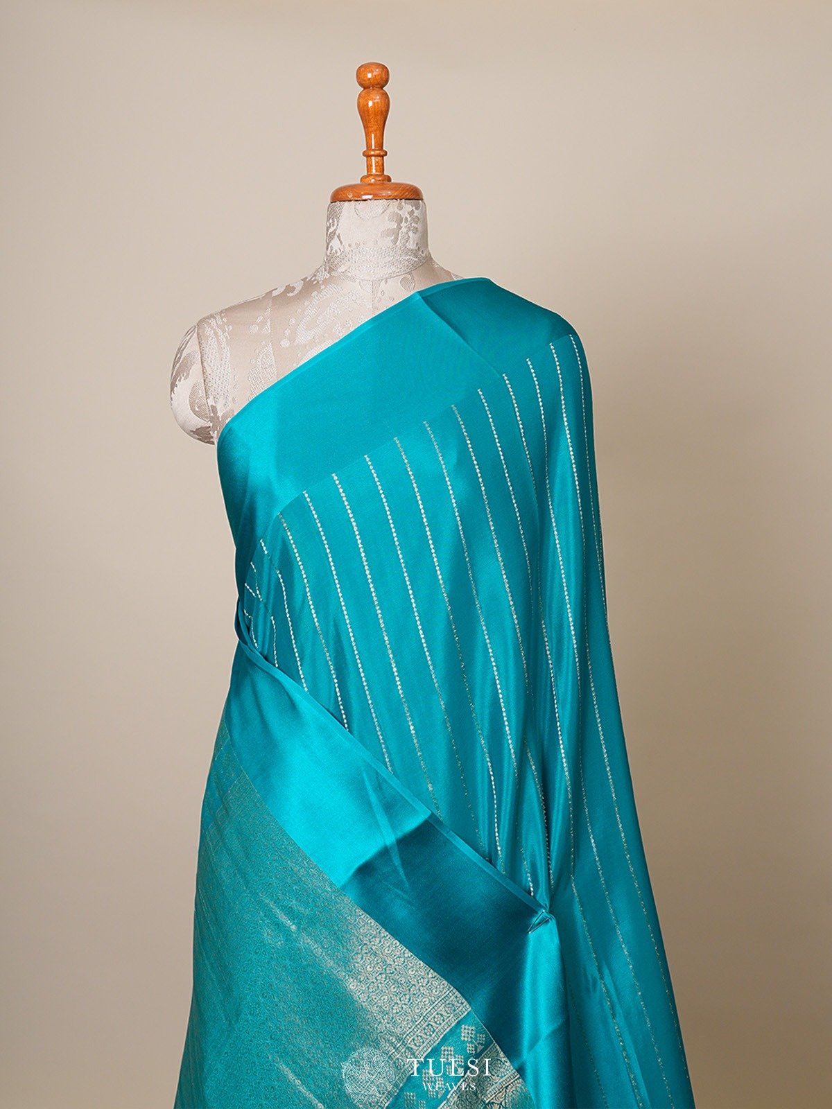 Teal Blue Mysore Silk Saree