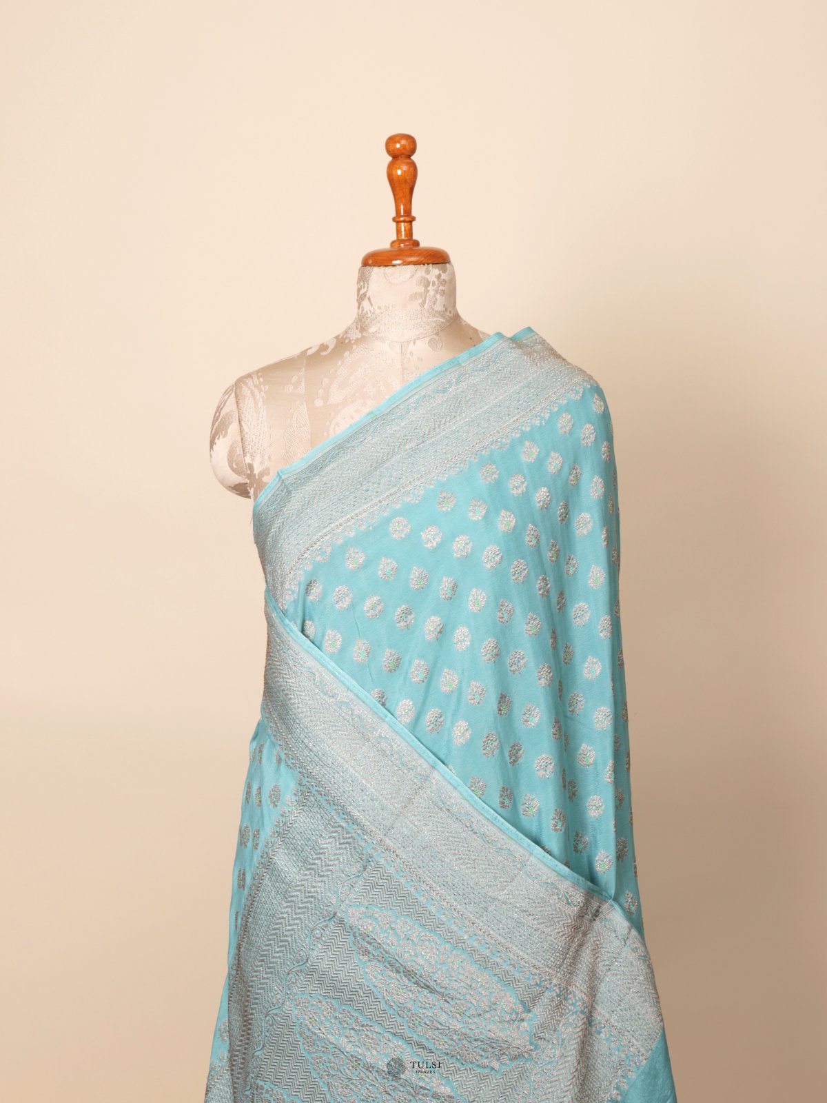 Blue Banaras Crepe Silk Saree