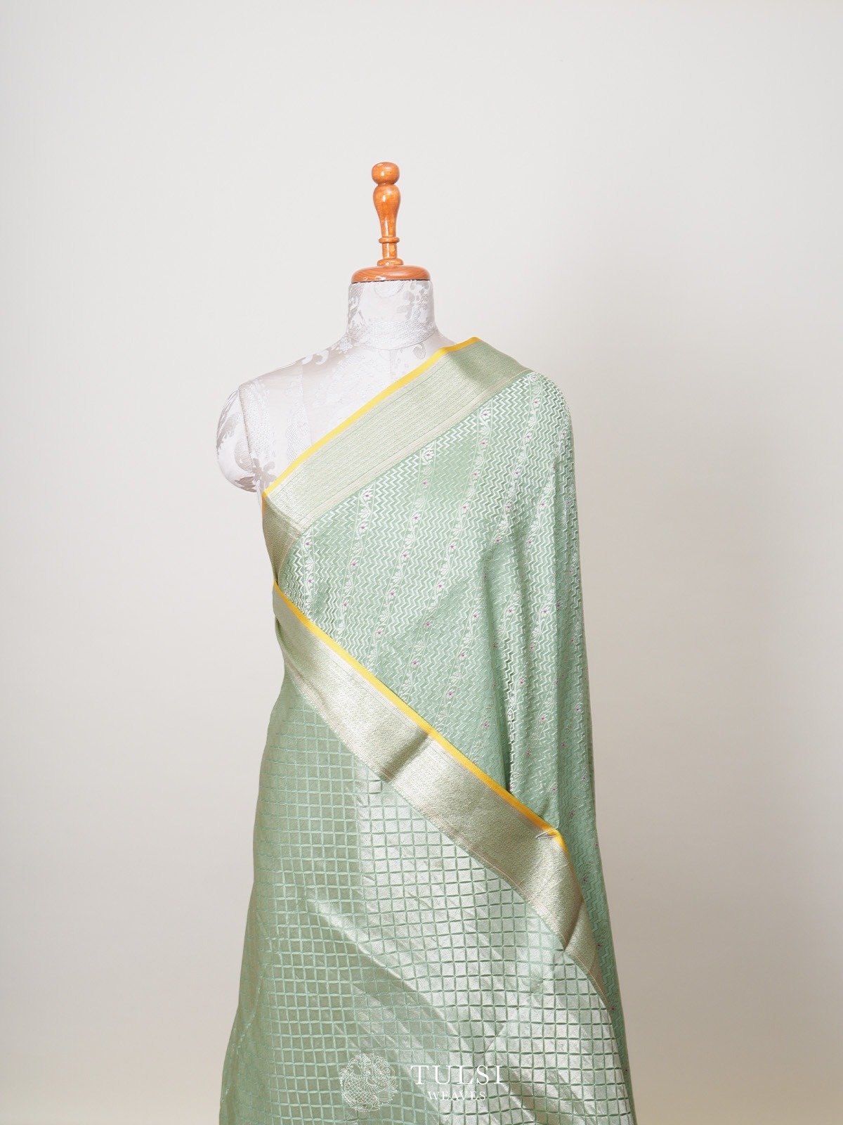 Forest Green Banaras Crepe Silk Saree