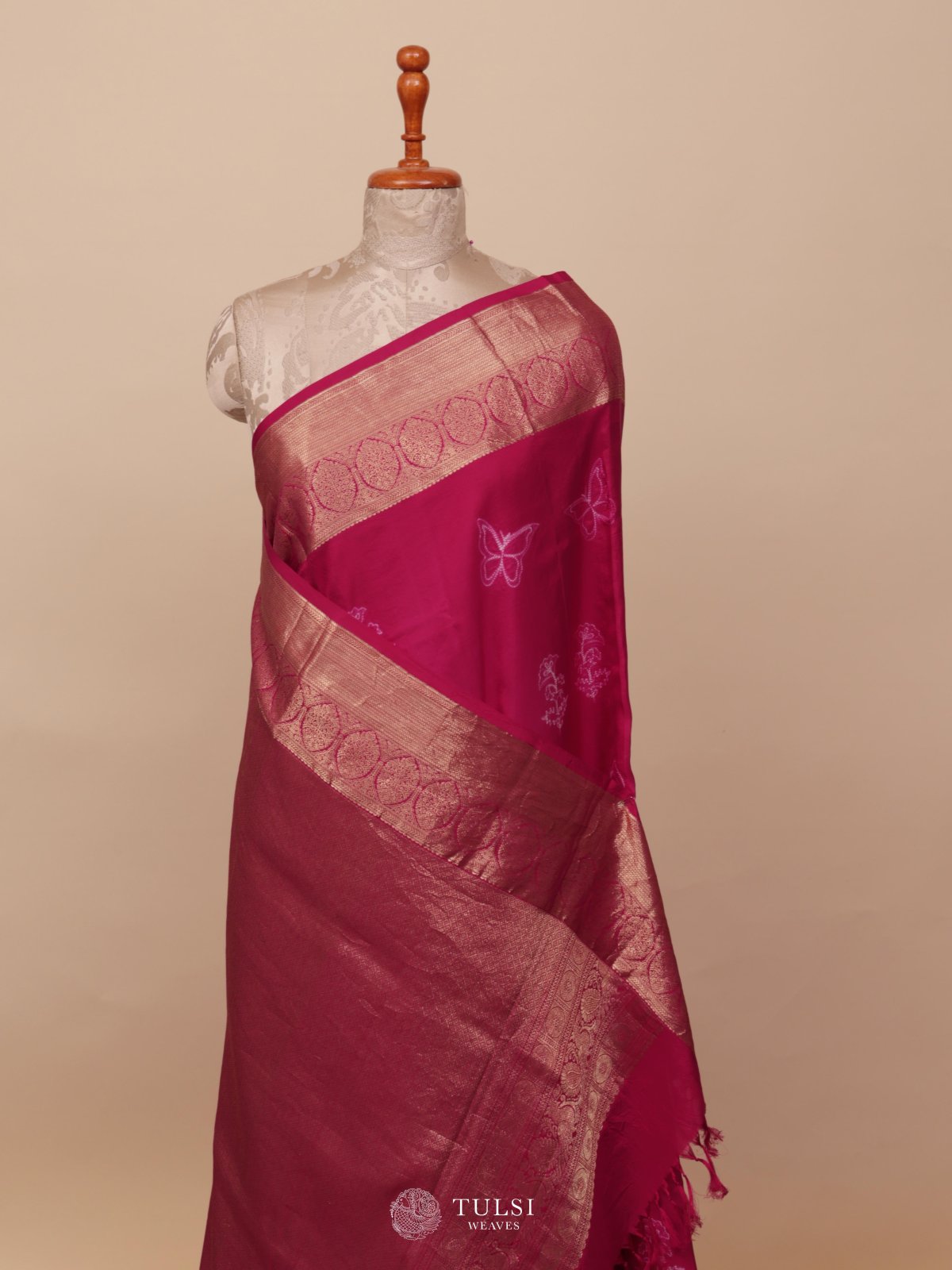 Pink Shibori Kanjeevaram Silk Saree