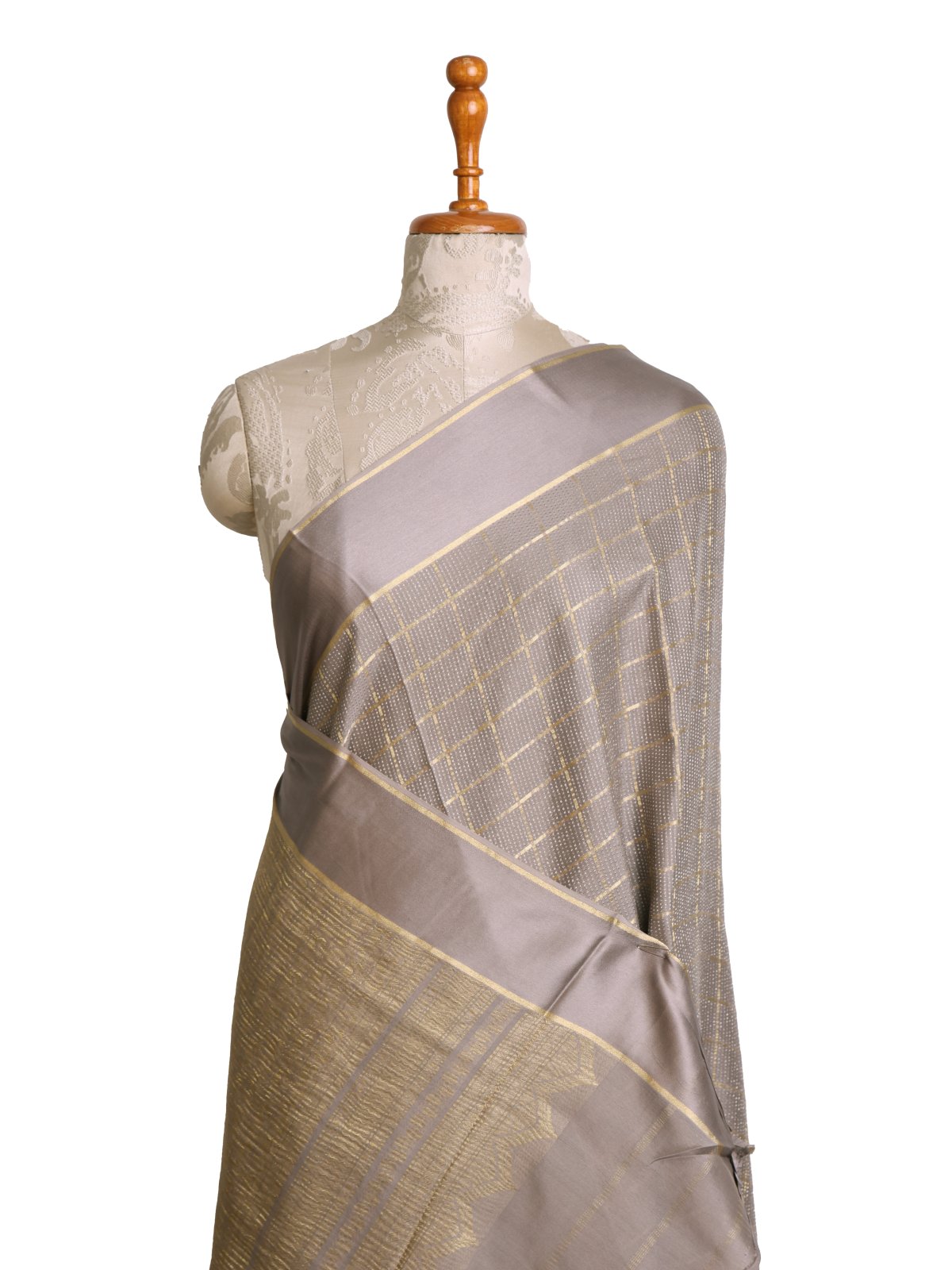 Greige Mysore Silk Saree
