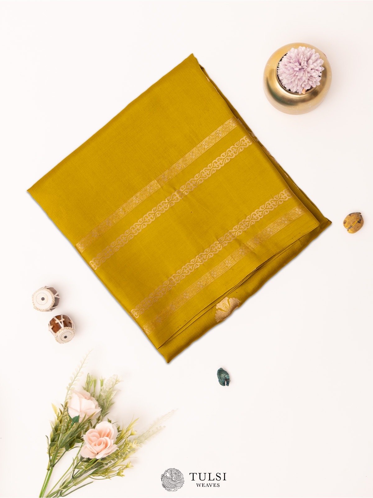 Mustard Yellow Mashru Silk Saree