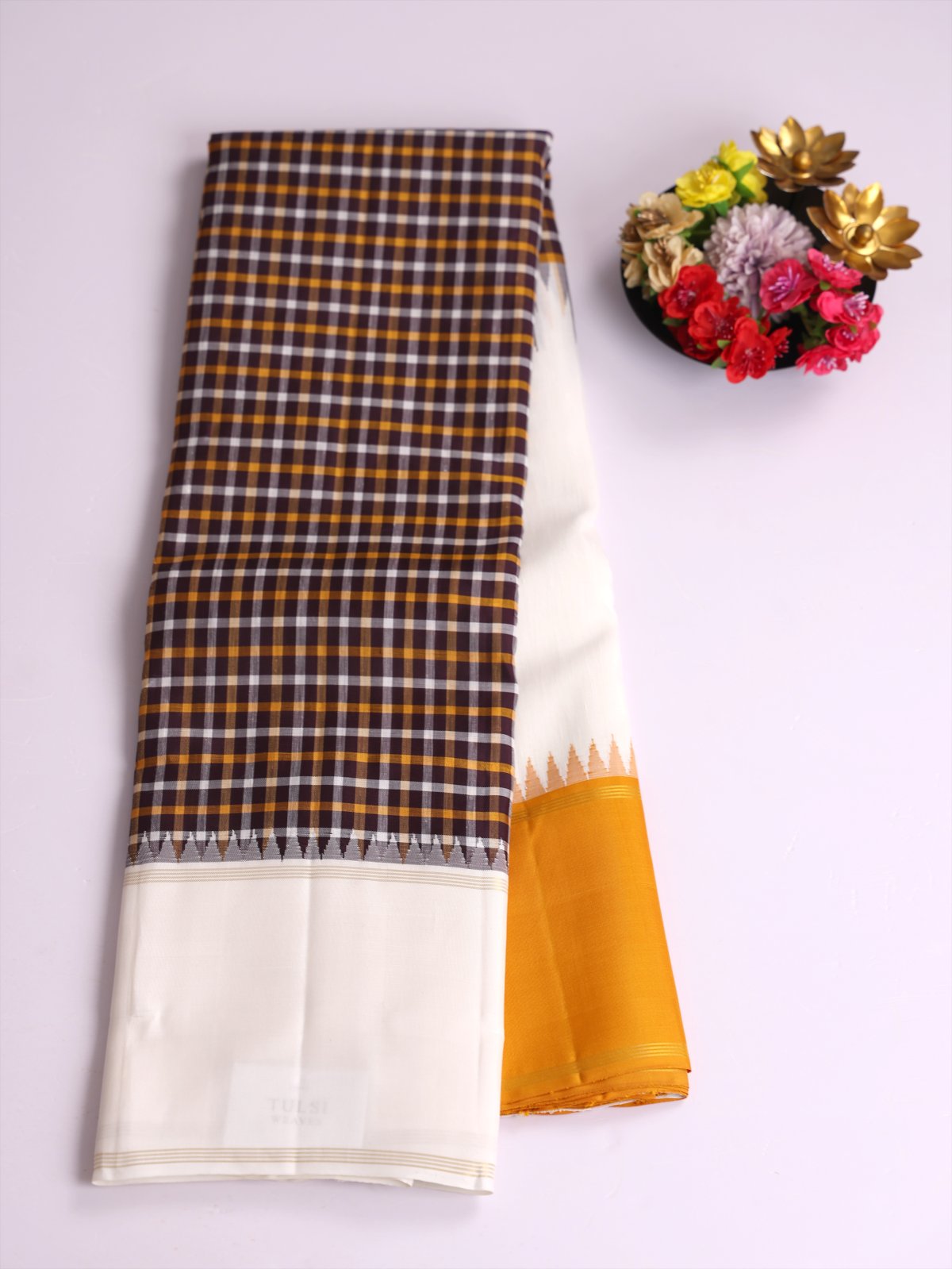 Half and Half Kanjeevaram Linen Saree