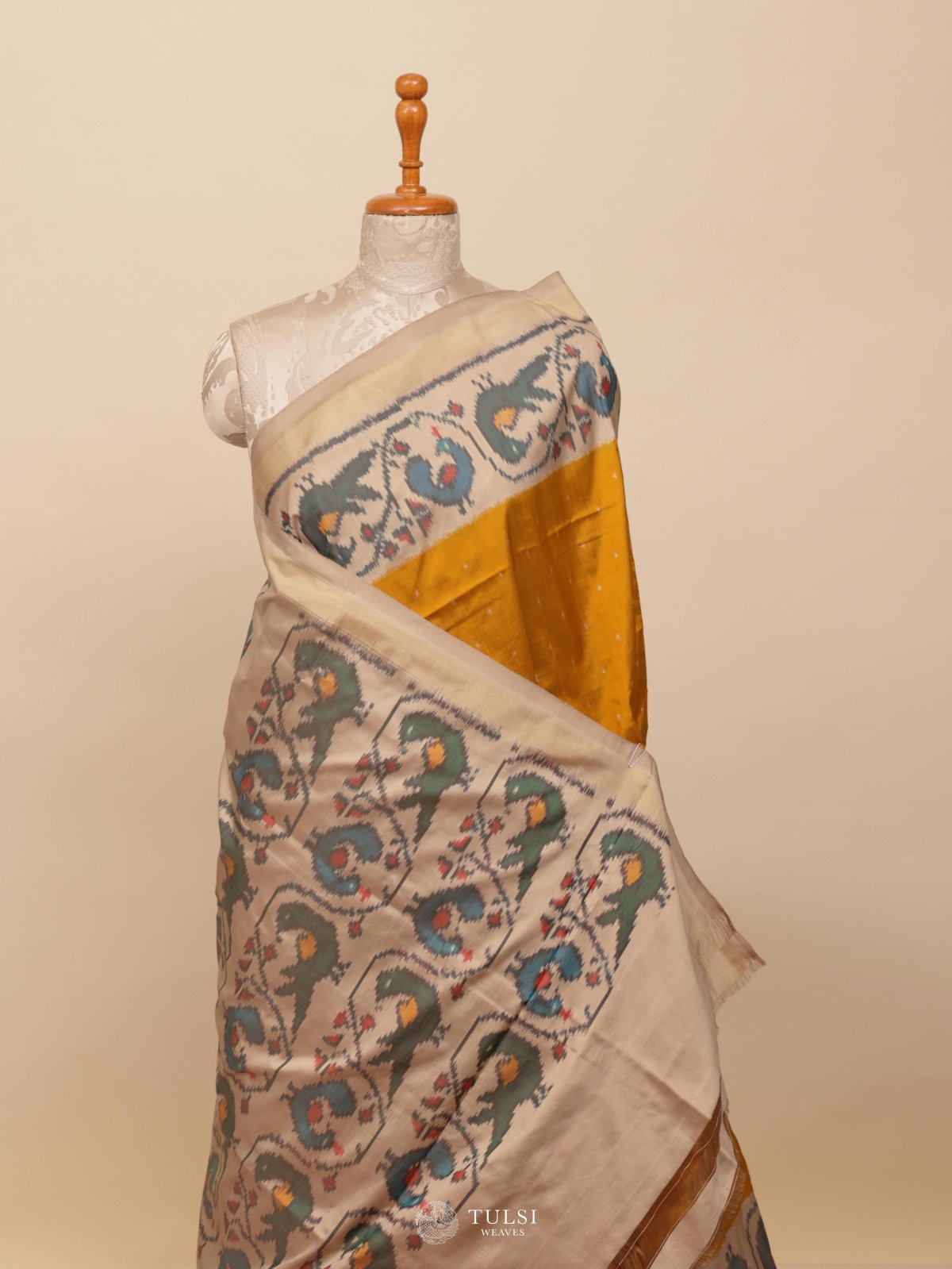 Yellow Ikat Silk Saree