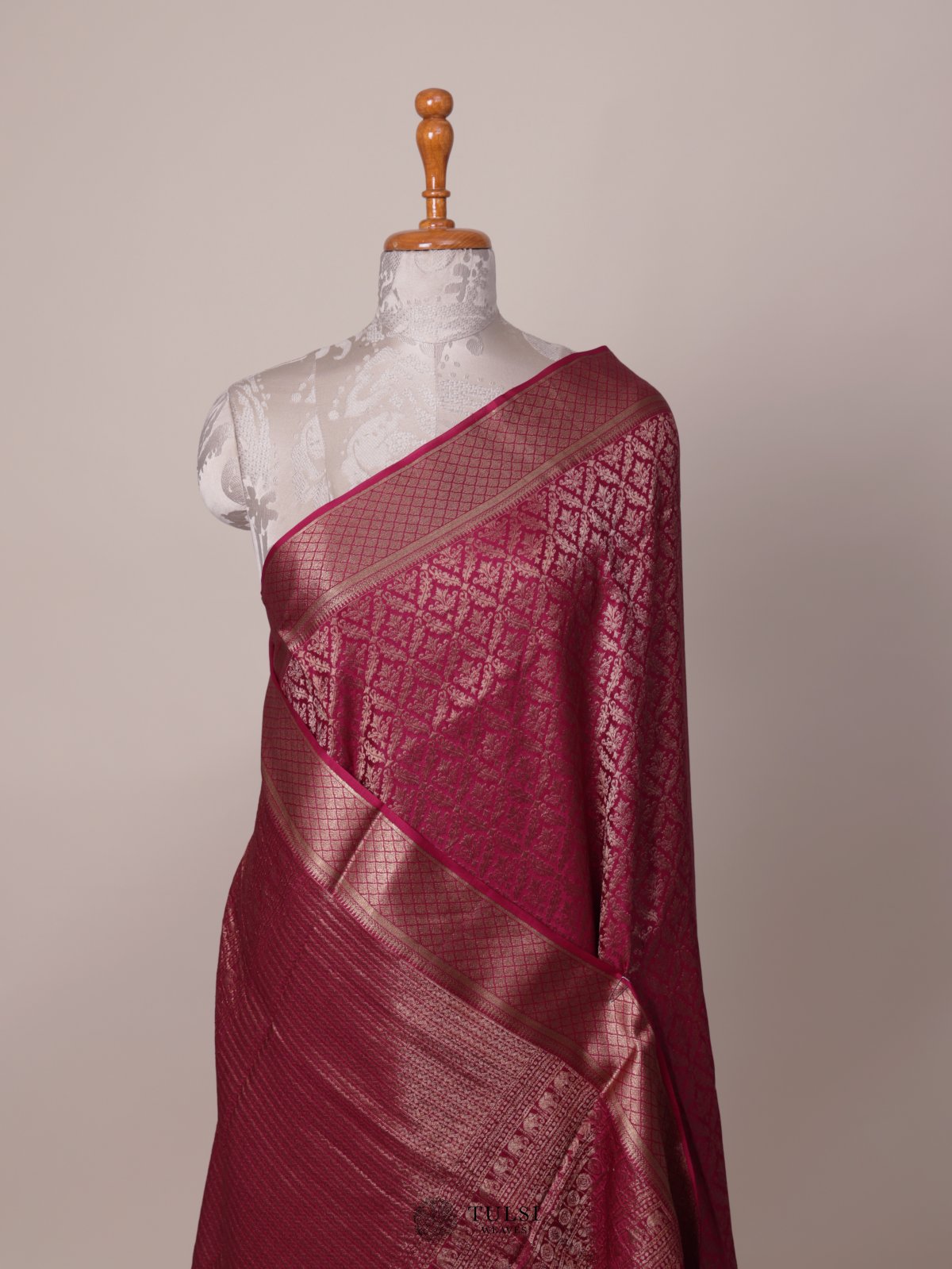 Pink Banaras Crepe Silk Saree